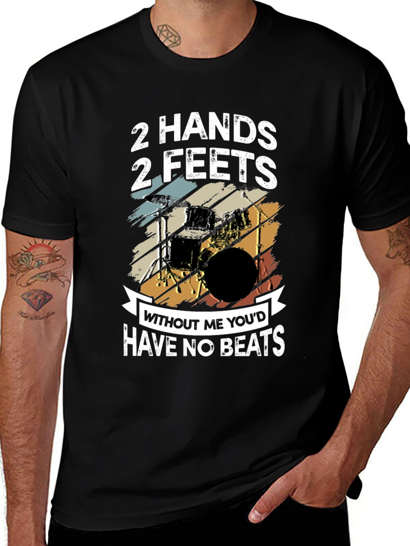 Drummer T-Shirt: 2 Hands 2 Feet - No Beats