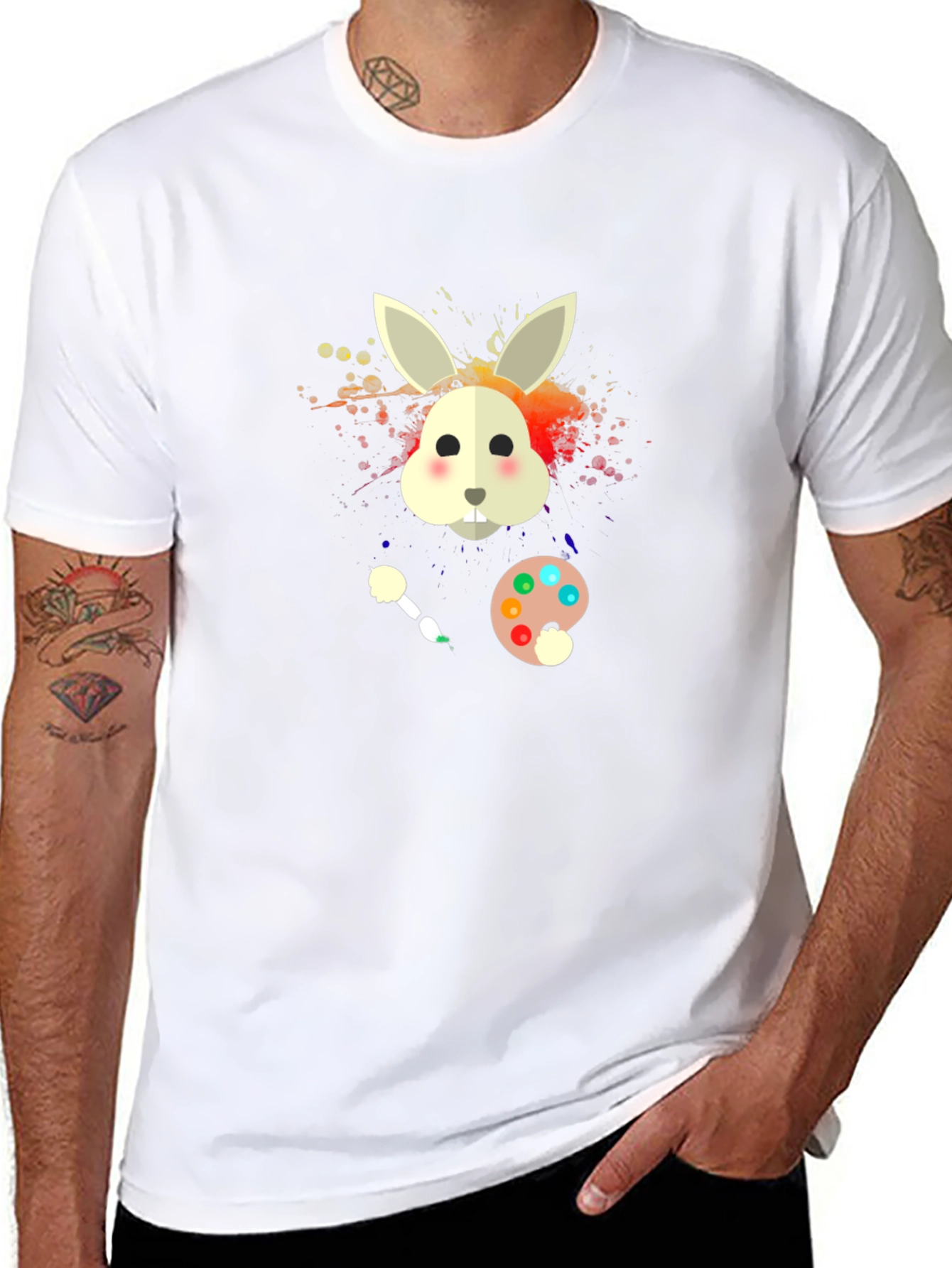 Rabbit Painter T-Shirt - Artistic Bunny Tee