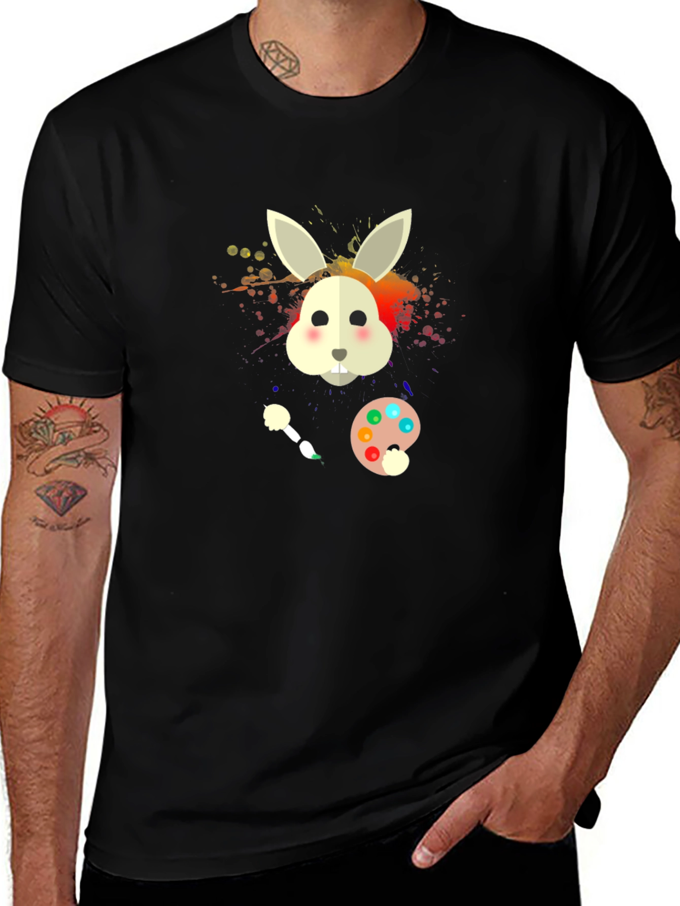 Rabbit Painter T-Shirt - Artistic Bunny Tee