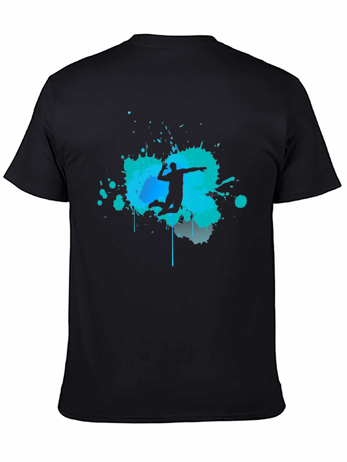 Volleyball Silhouette Graphic Tee - Sporty Black T-Shirt