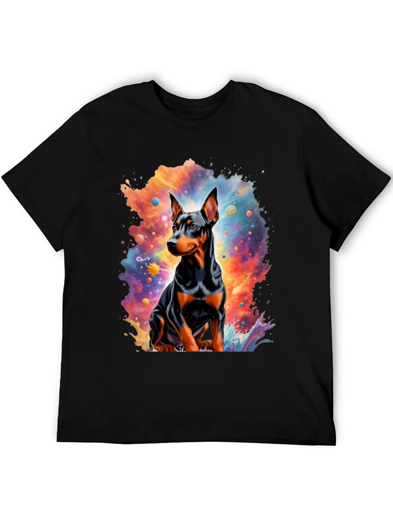 Dog Universe Graphic Tee - Mens Black T-Shirt