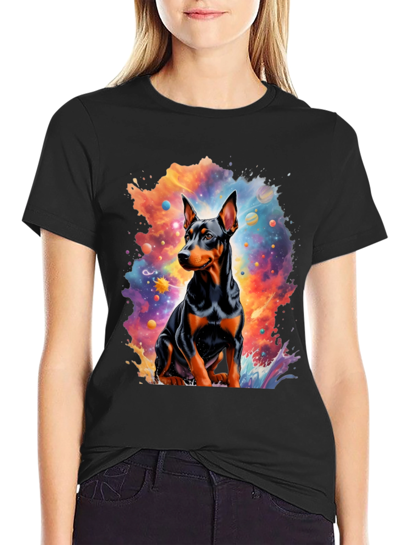 Dog Universe Graphic Tee - Mens Black T-Shirt