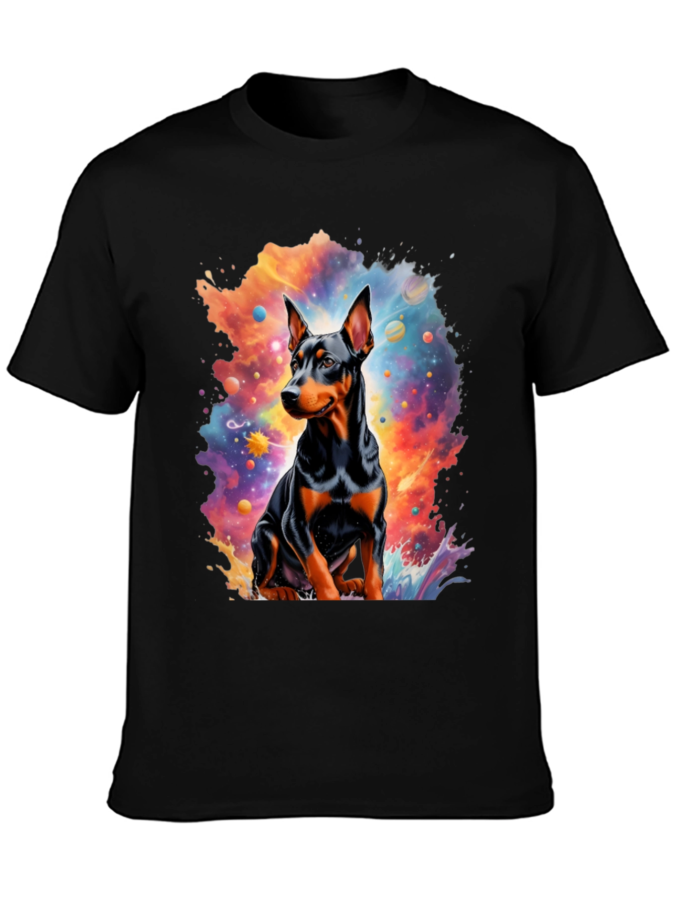 Dog Universe Graphic Tee - Mens Black T-Shirt