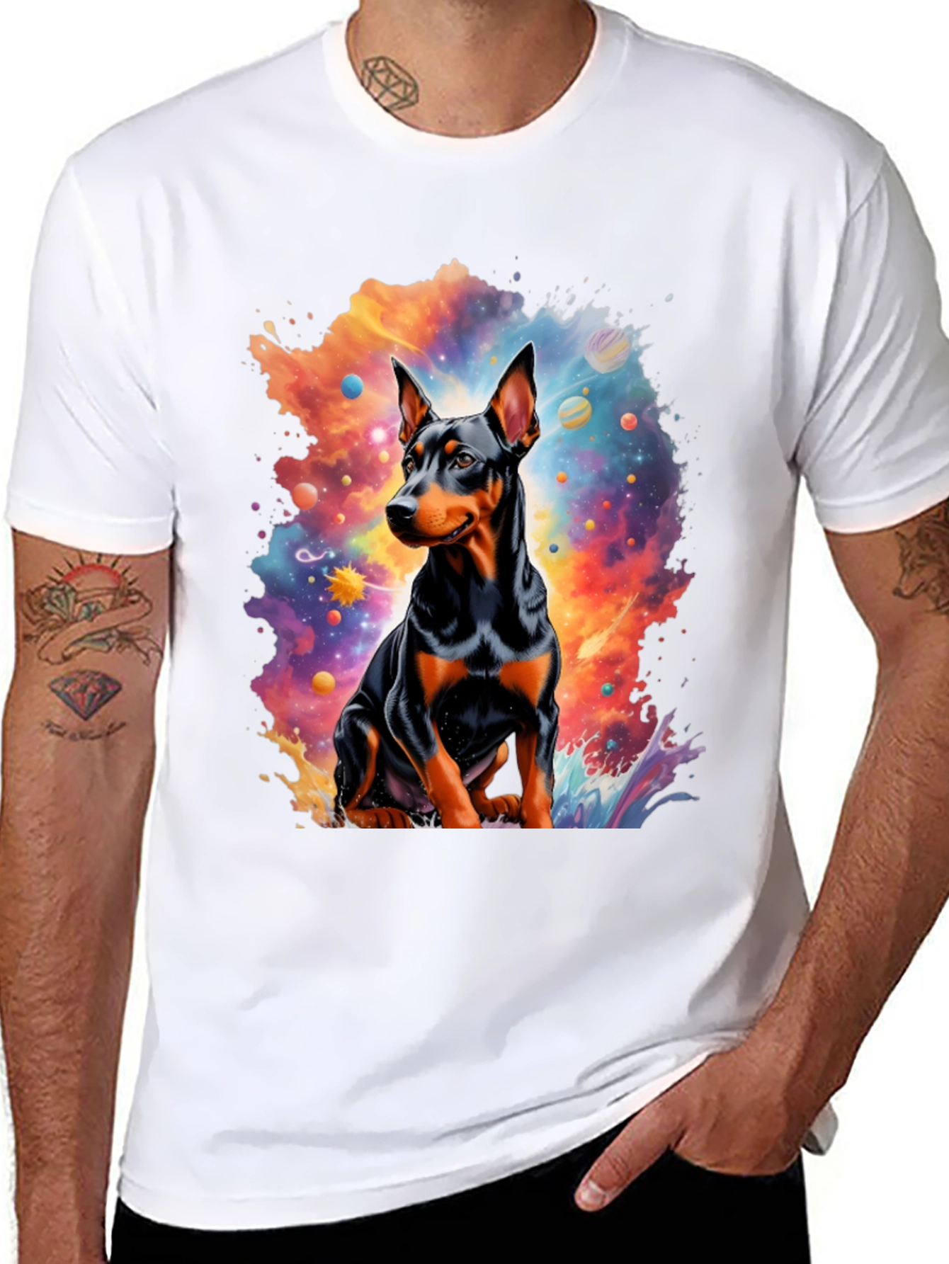 Dog Universe Graphic Tee - Mens Black T-Shirt