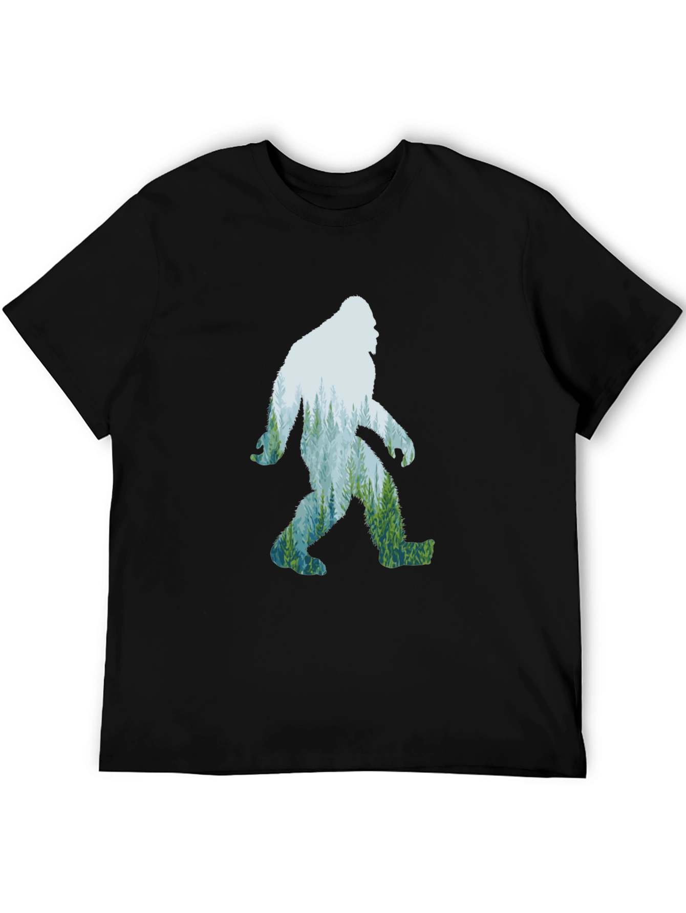 Bigfoot Forest Graphic Tee - Black Cotton T-Shirt