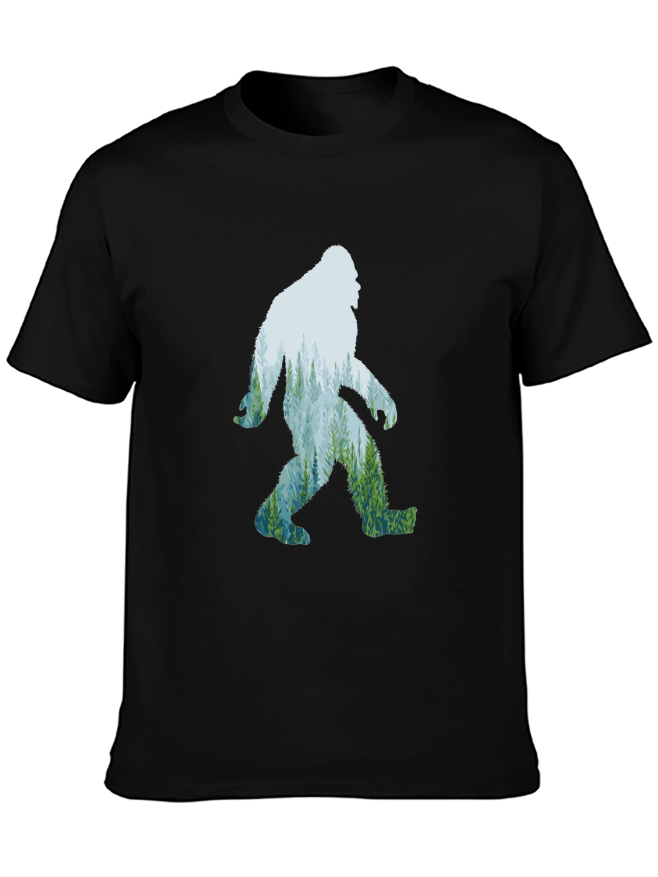 Bigfoot Forest Graphic Tee - Black Cotton T-Shirt