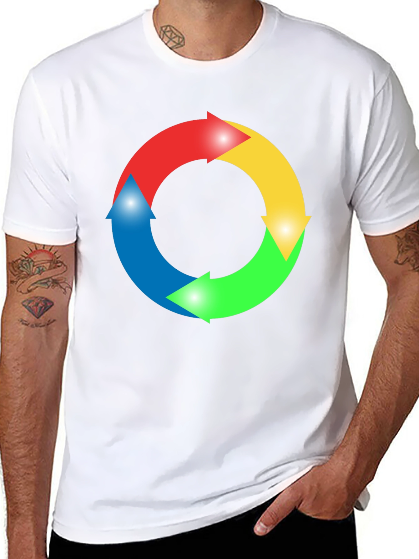 Circular Arrow Graphic Black T-Shirt