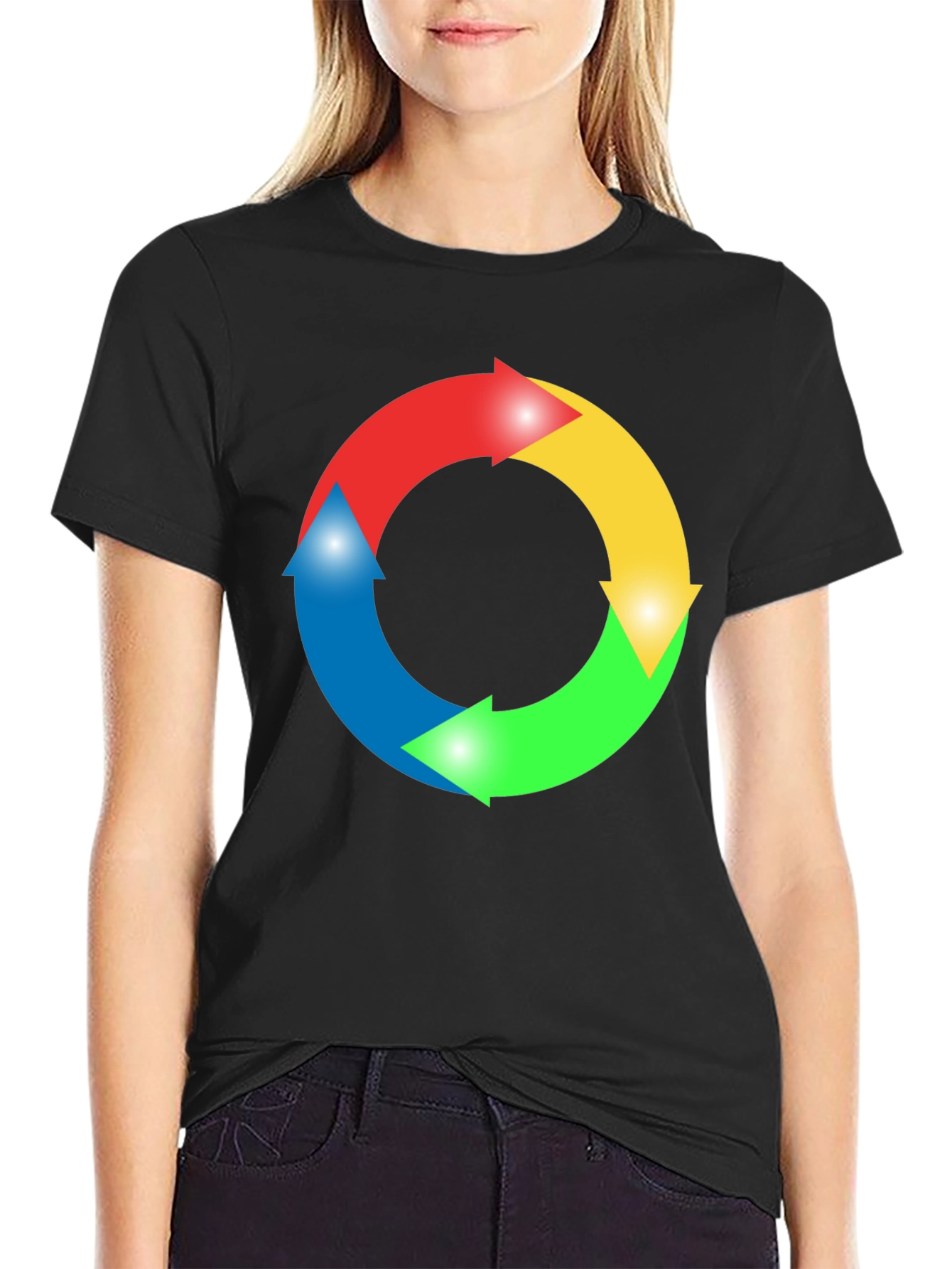 Circular Arrow Graphic Black T-Shirt