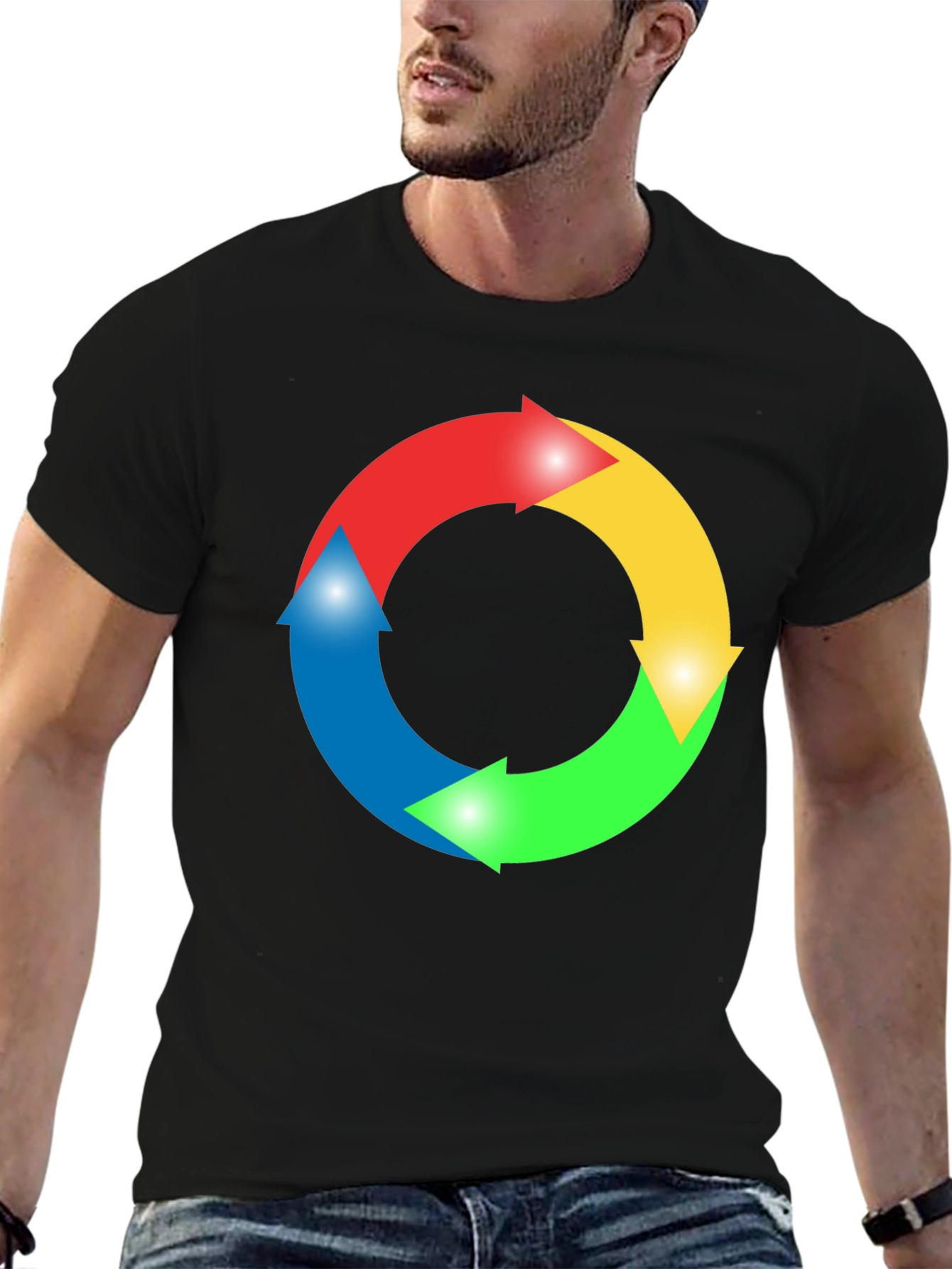 Circular Arrow Graphic Black T-Shirt