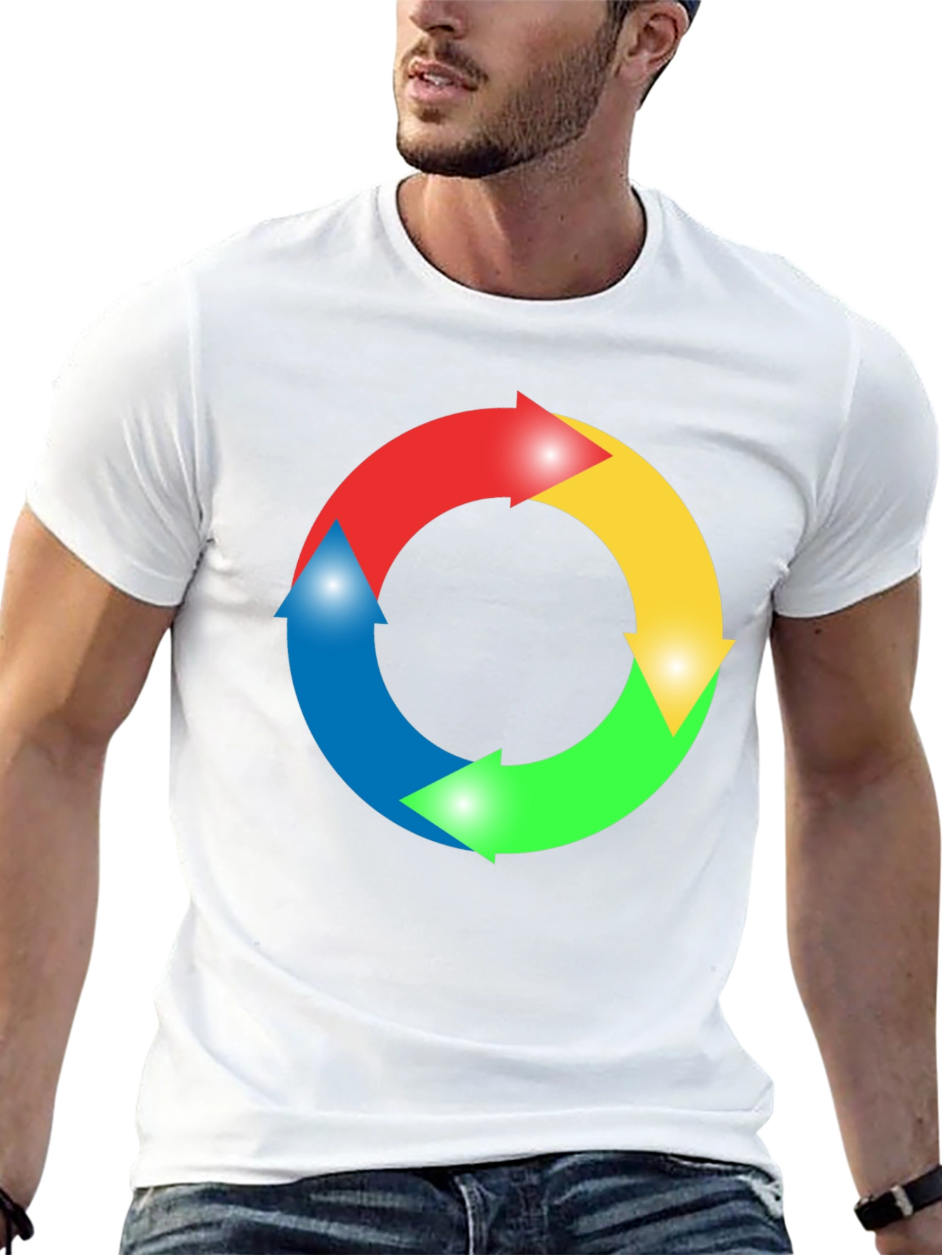 Circular Arrow Graphic Black T-Shirt