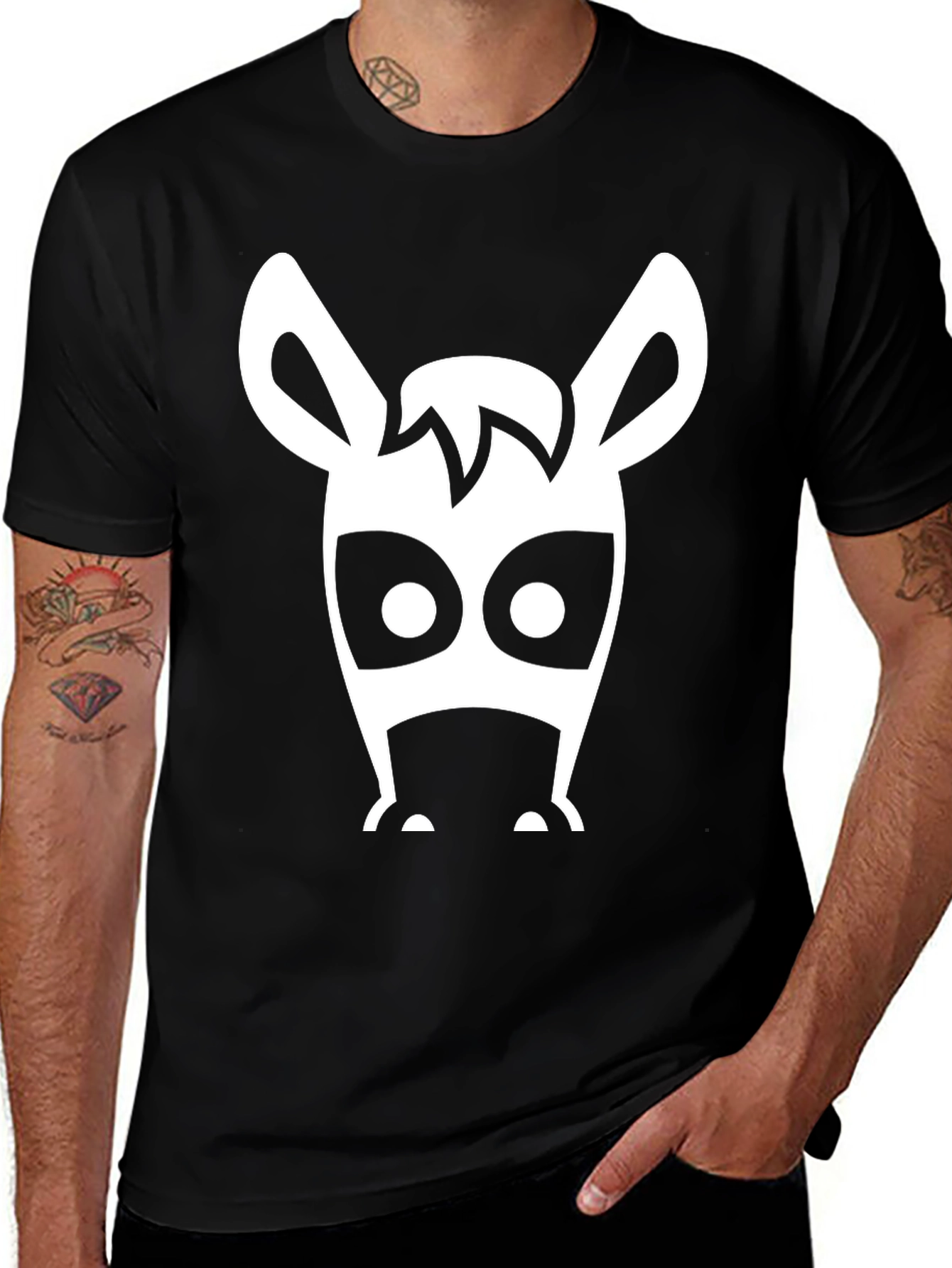 Funny Donkey Face Black T-Shirt