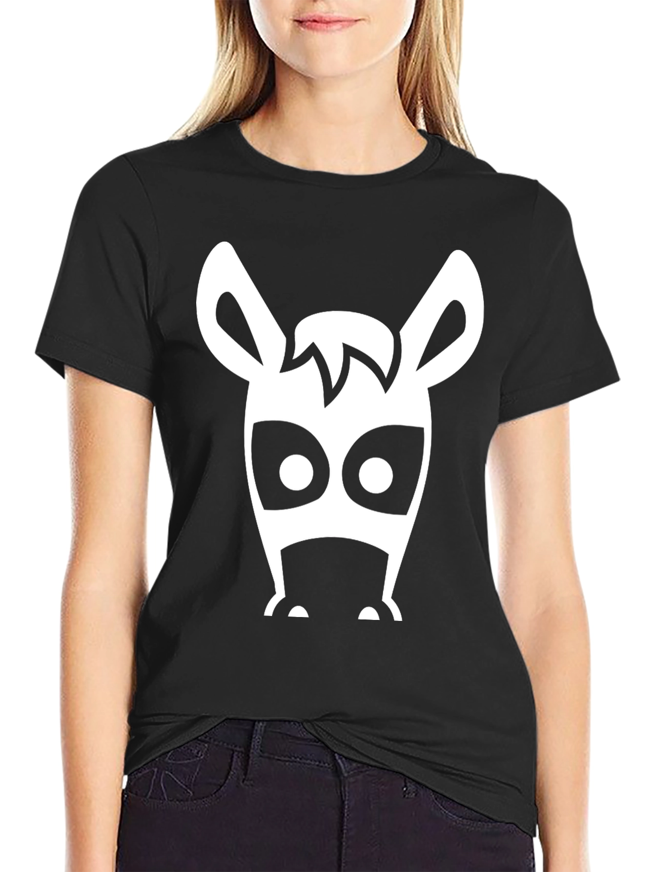 Funny Donkey Face Black T-Shirt