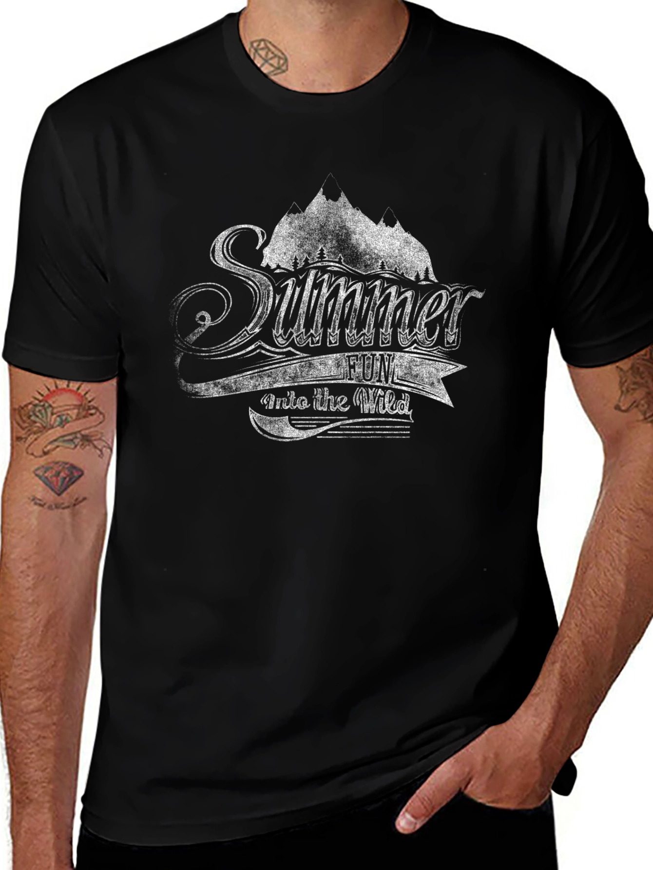 Summer Fun Into the Wild Black Graphic Tee