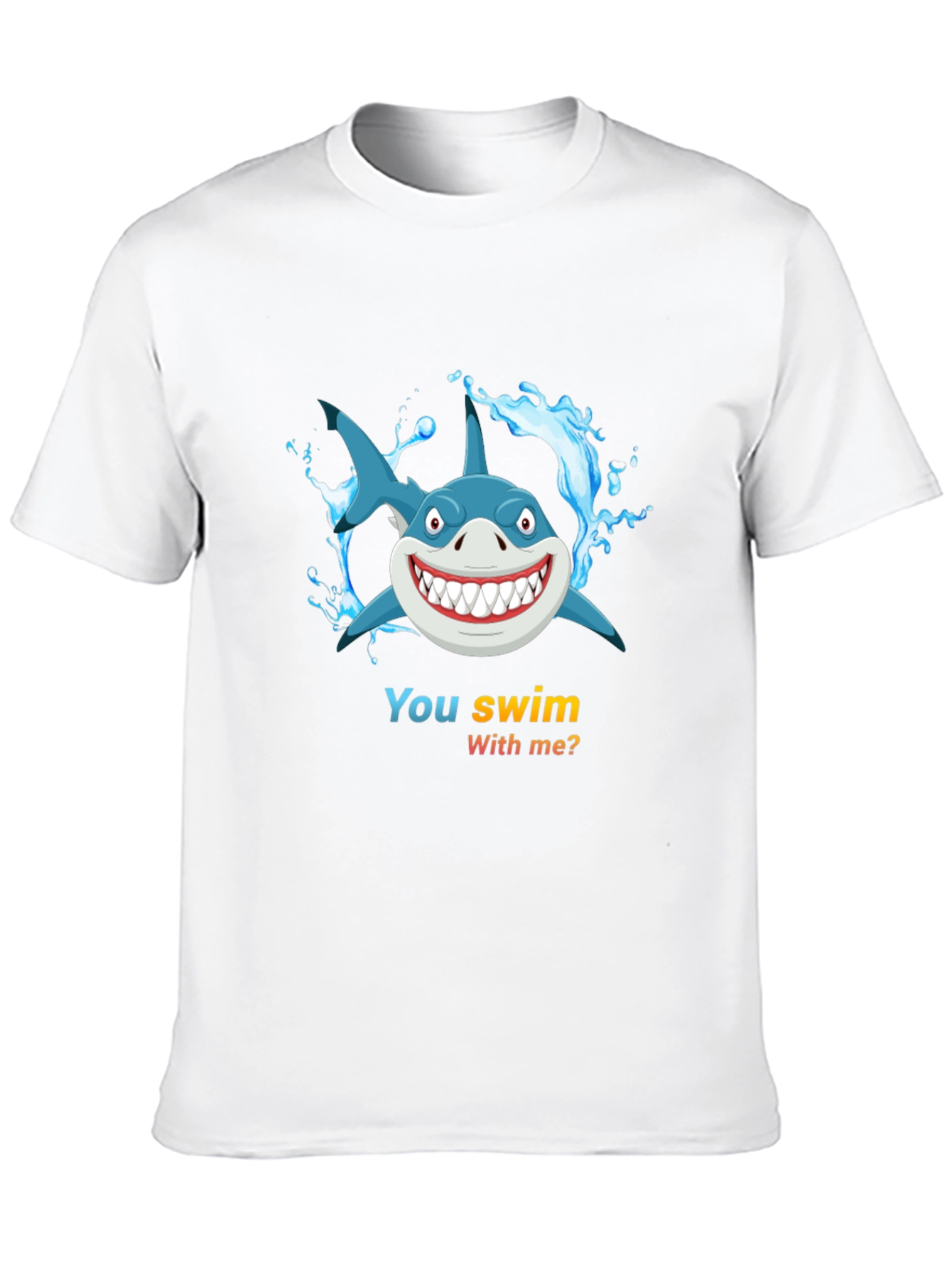 Shark Cartoon Graphic Mens Black T-Shirt