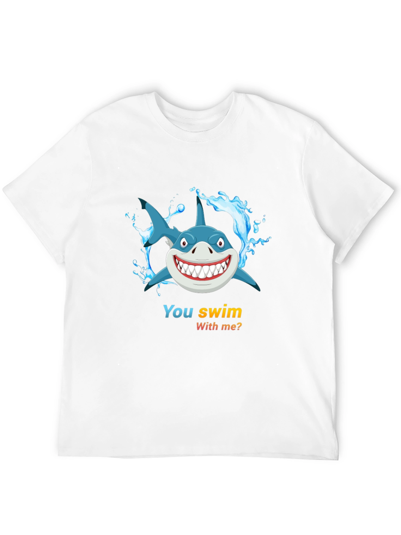 Shark Cartoon Graphic Mens Black T-Shirt