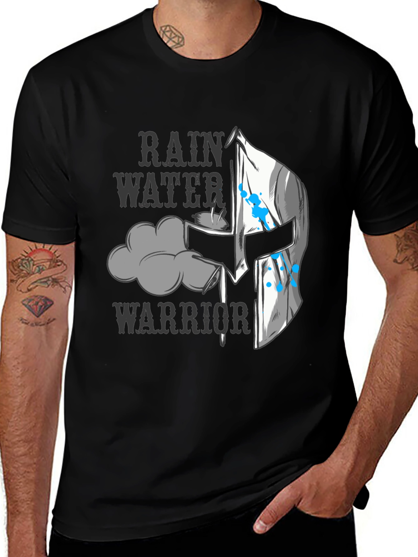 Rain Water Warrior T-Shirt - Black Graphic Tee