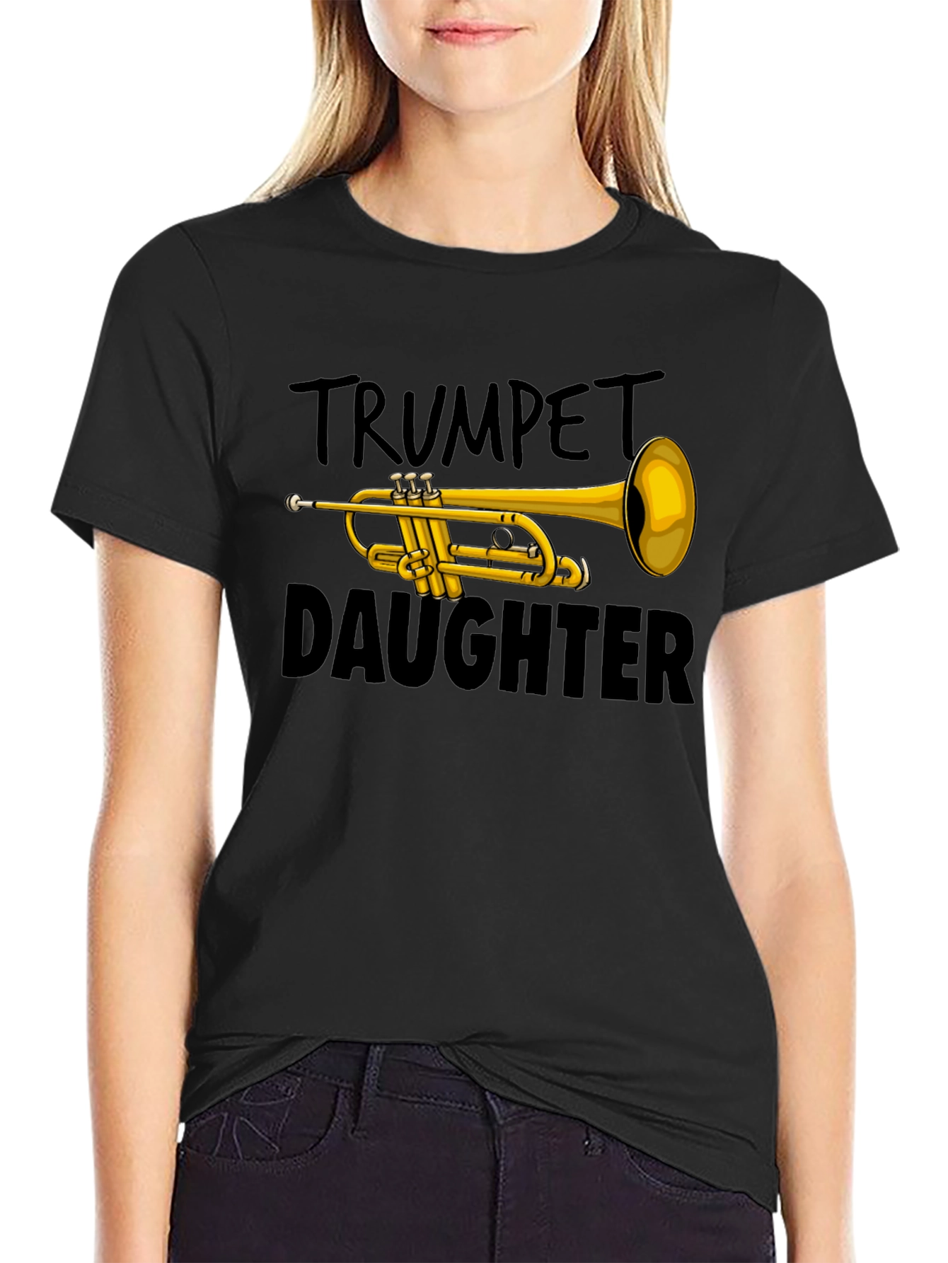 Trumpet Daughter Black T-Shirt Musical Gift