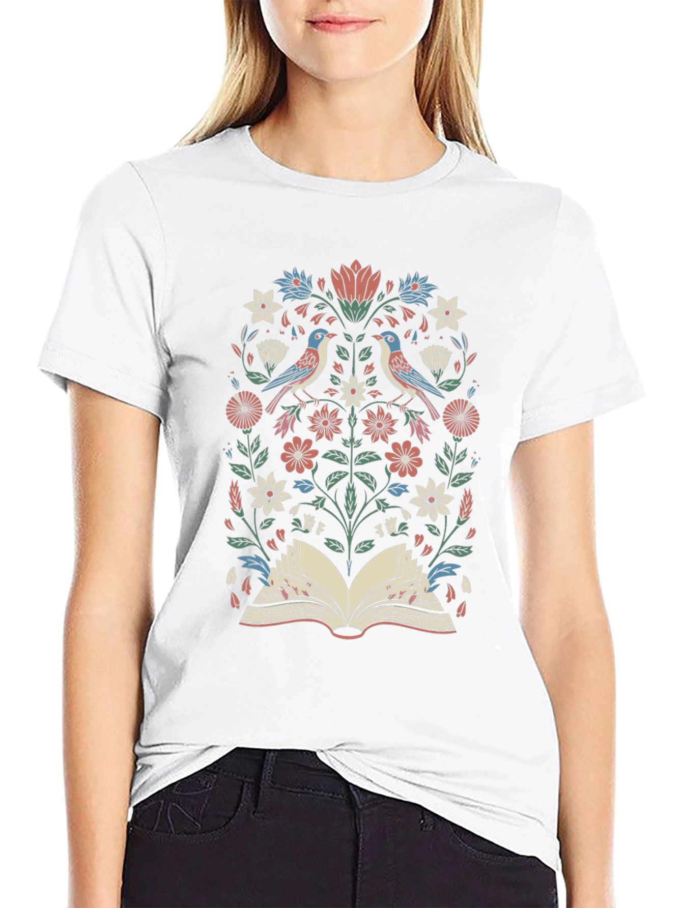 Floral Book T-Shirt: Birds & Blossoms Tee