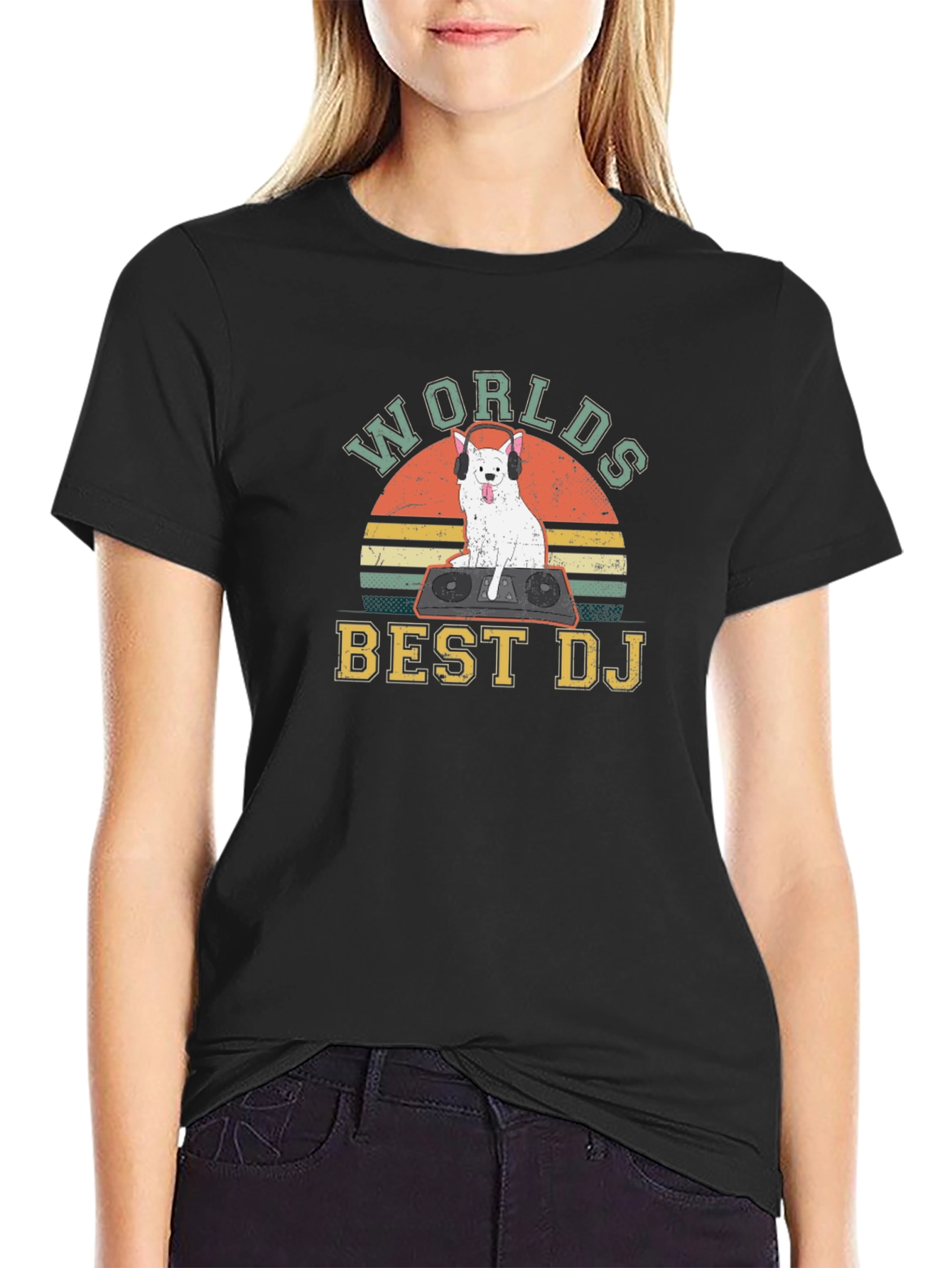 Worlds Best DJ Dog Graphic T-Shirt