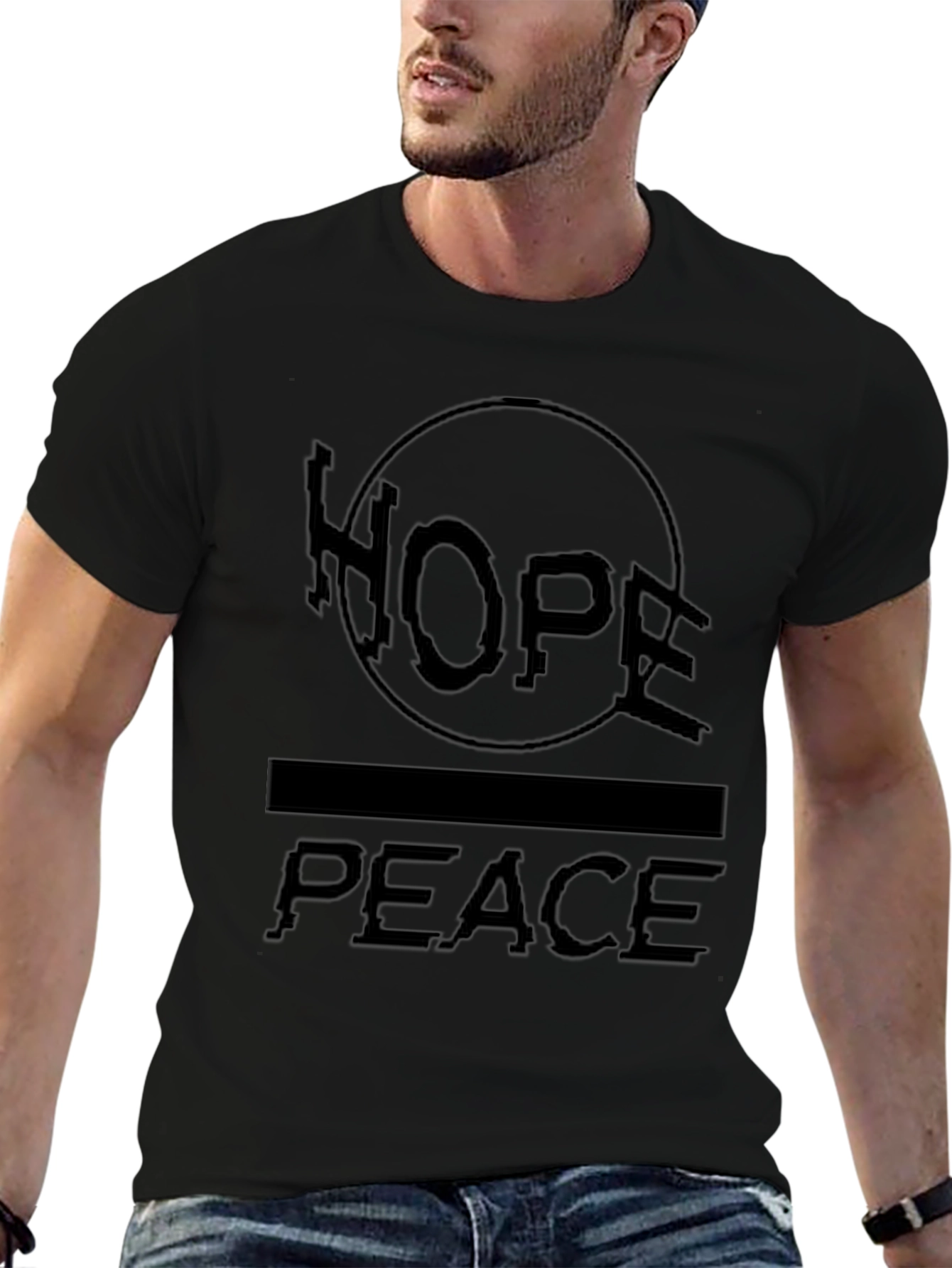 Hope Peace T-Shirt: Black Graphic Tee for Men