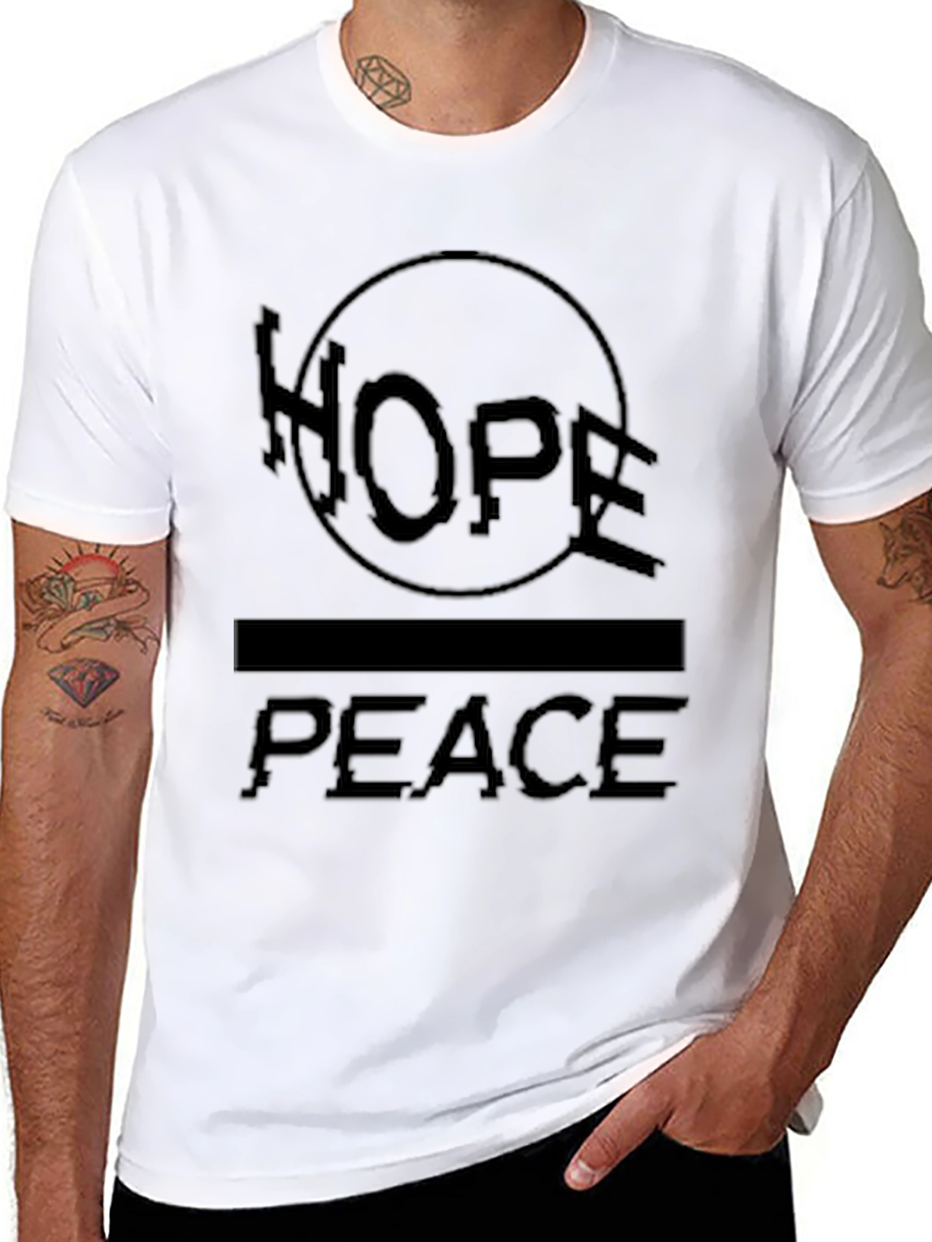 Hope Peace T-Shirt: Black Graphic Tee for Men