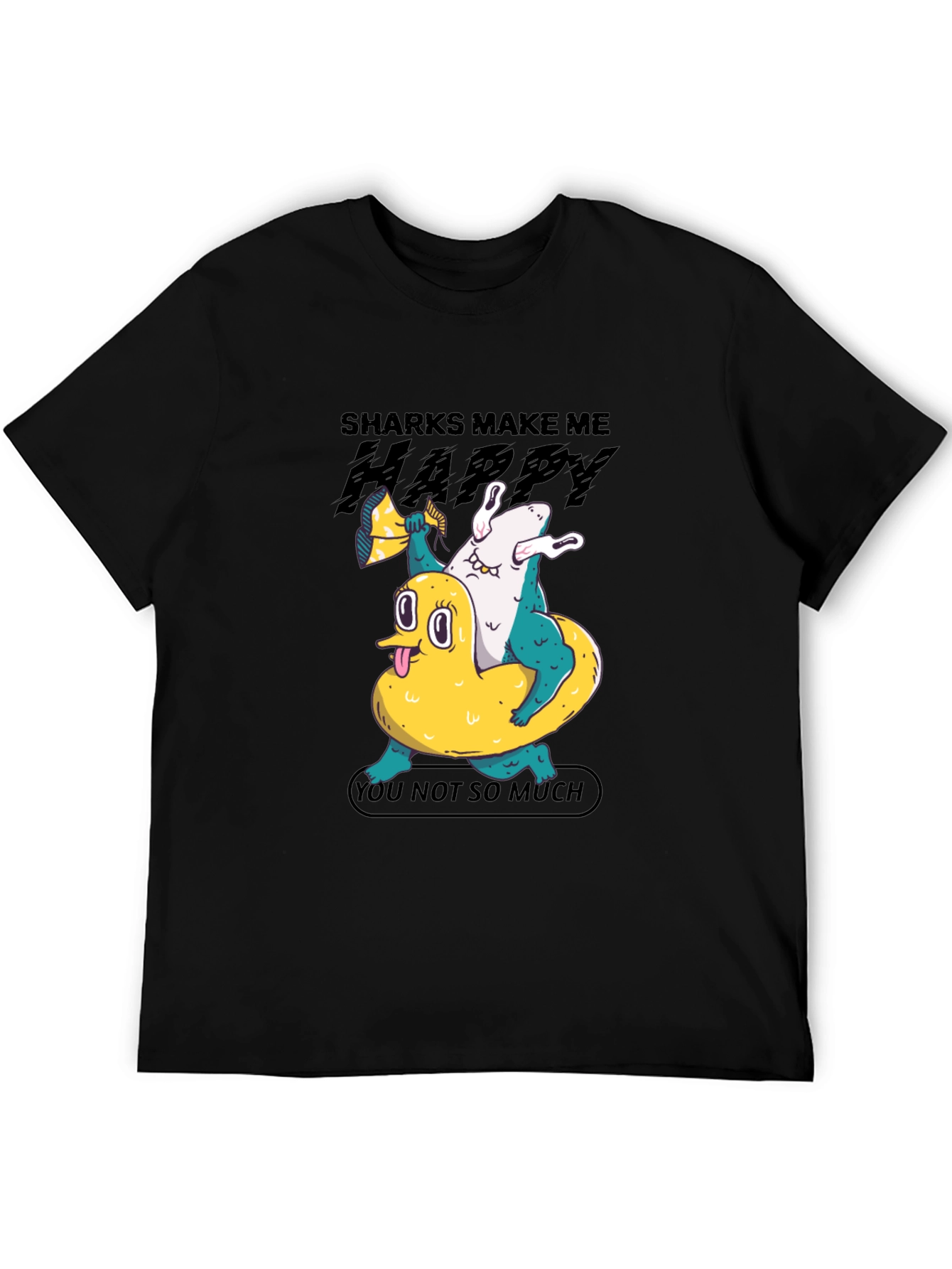 Shark Makes Me Happy T-Shirt Novelty Graphic Tee