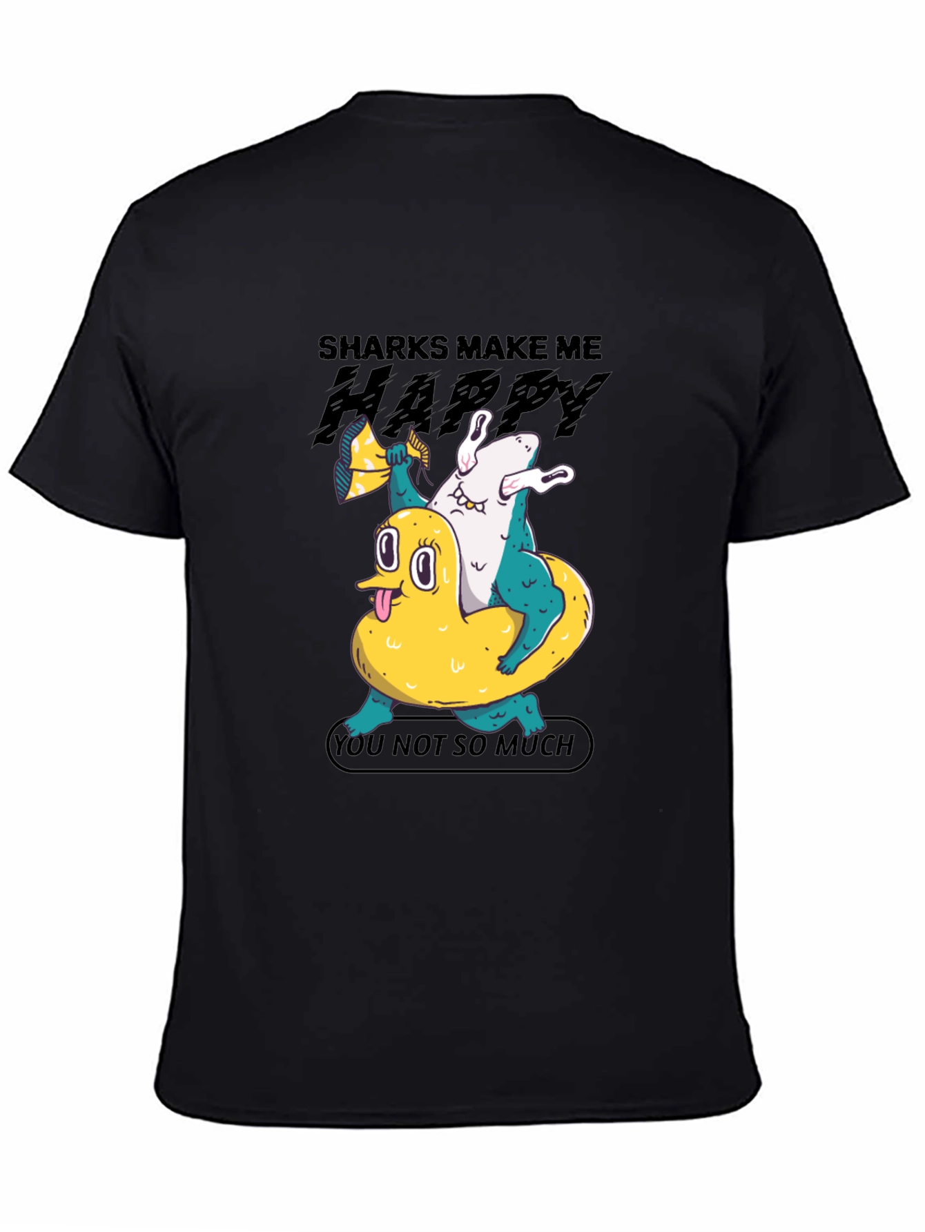 Shark Makes Me Happy T-Shirt Novelty Graphic Tee