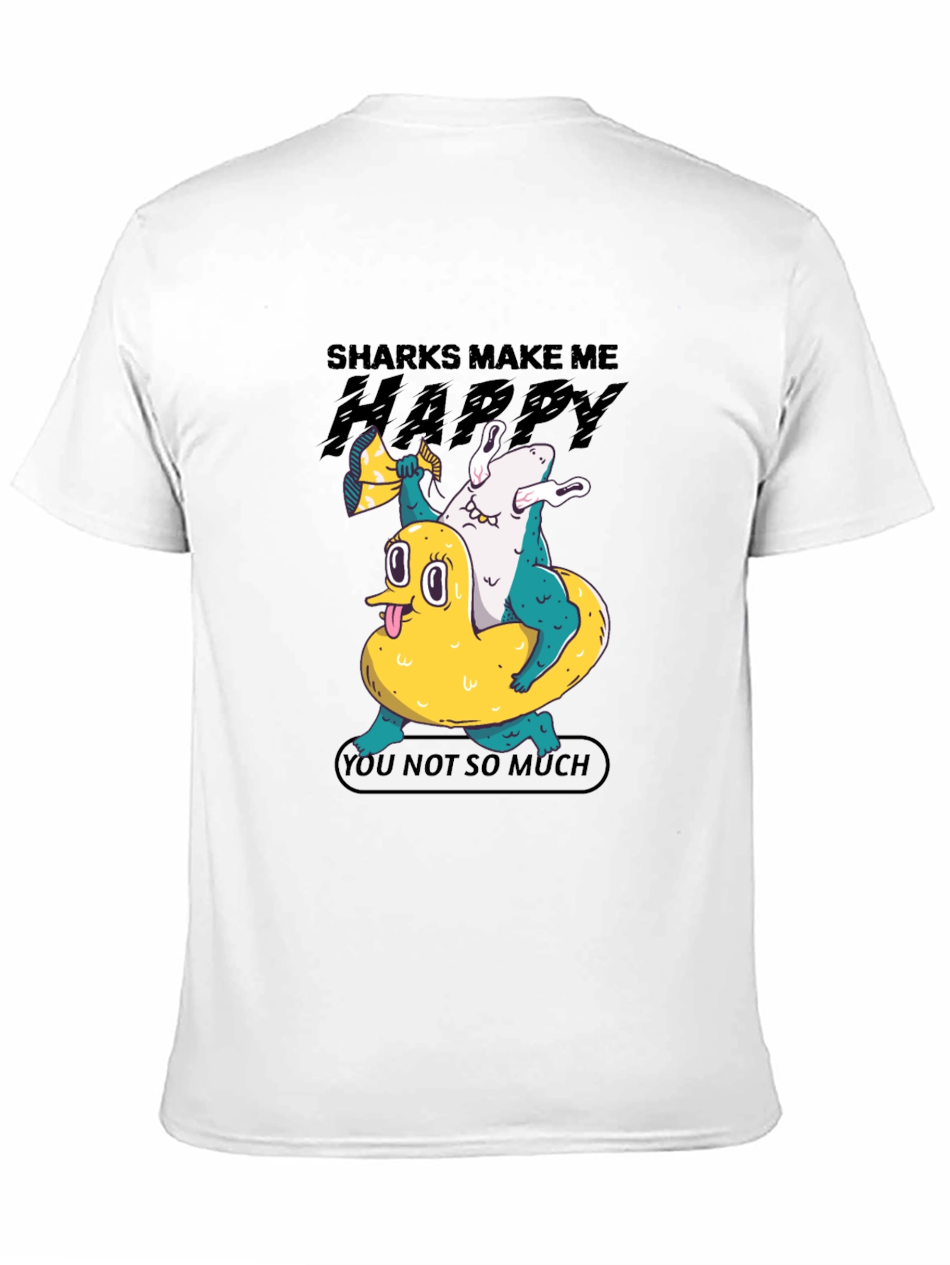 Shark Makes Me Happy T-Shirt Novelty Graphic Tee