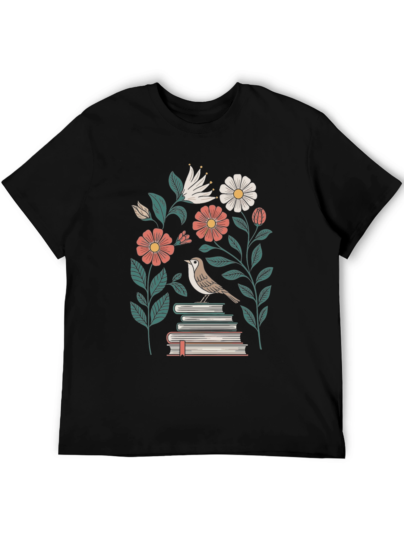 Floral Bird on Books Graphic Tee