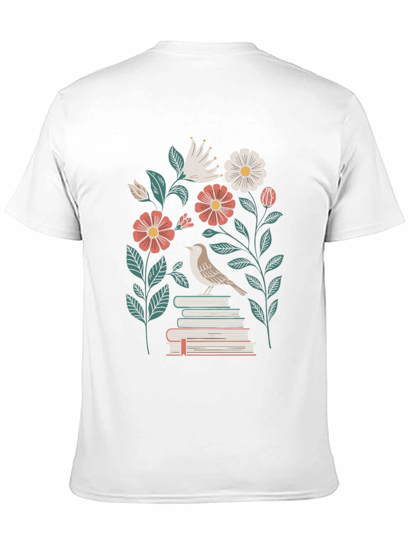 Floral Bird on Books Graphic Tee