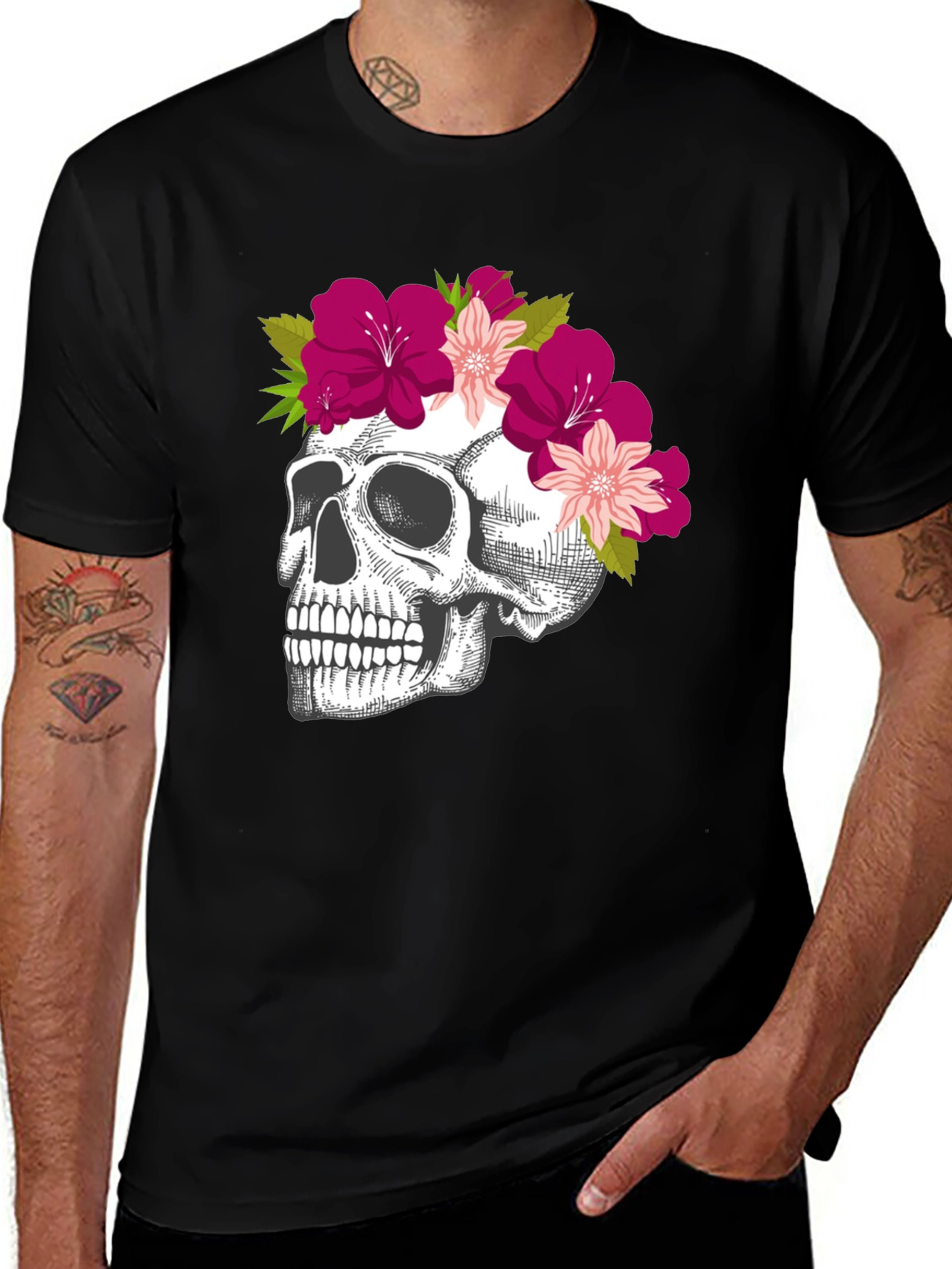 Floral Skull Graphic Tee - Unique & Stylish