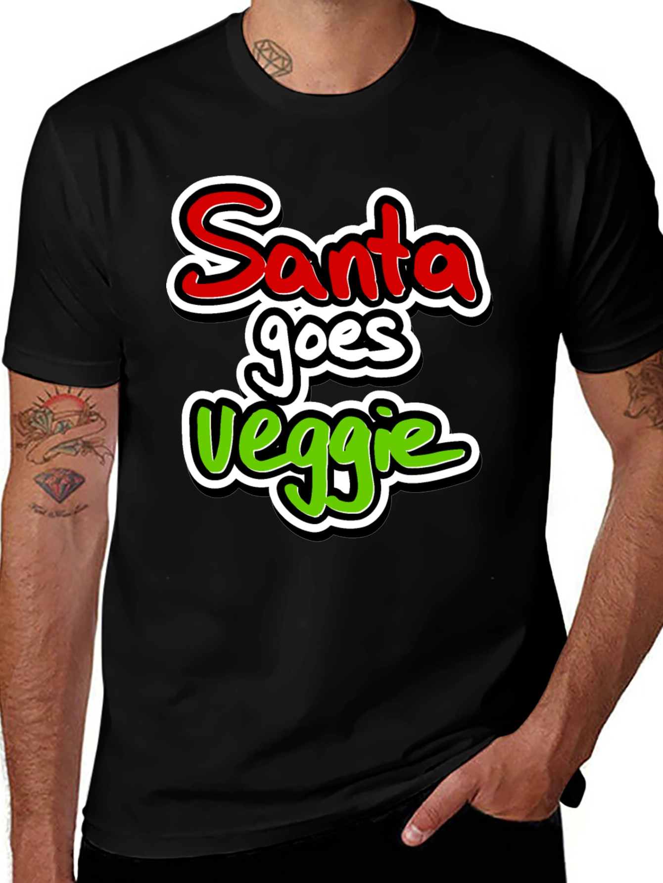 Santa Goes Veggie Graphic T-Shirt