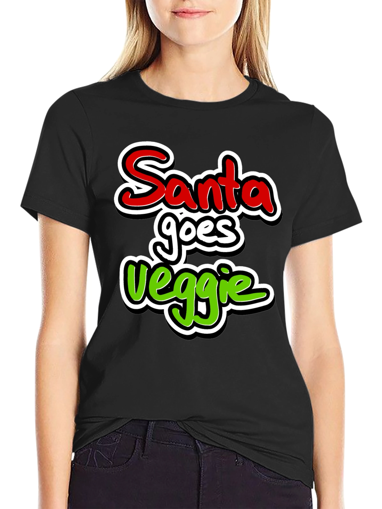 Santa Goes Veggie Graphic T-Shirt
