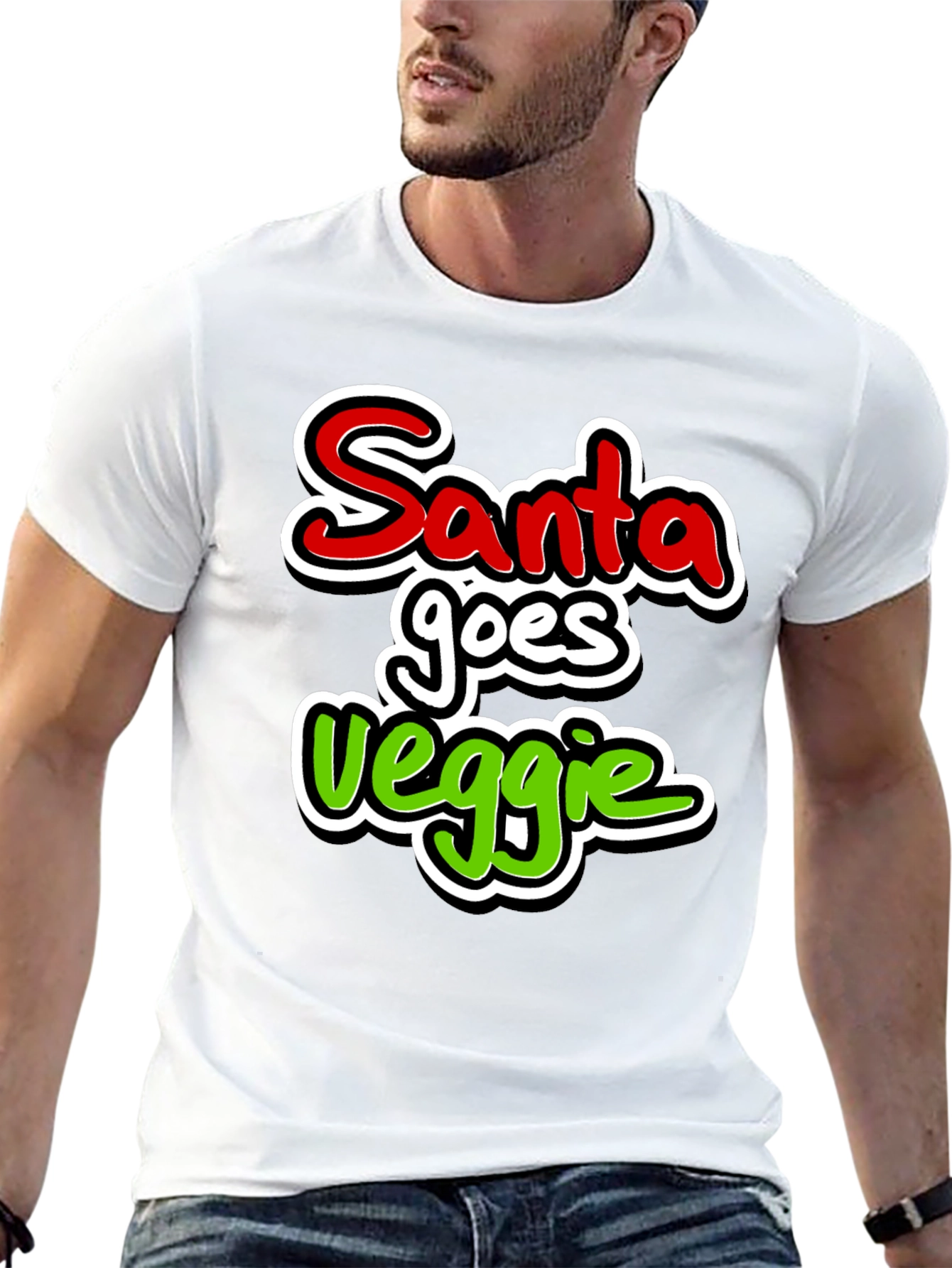 Santa Goes Veggie Graphic T-Shirt