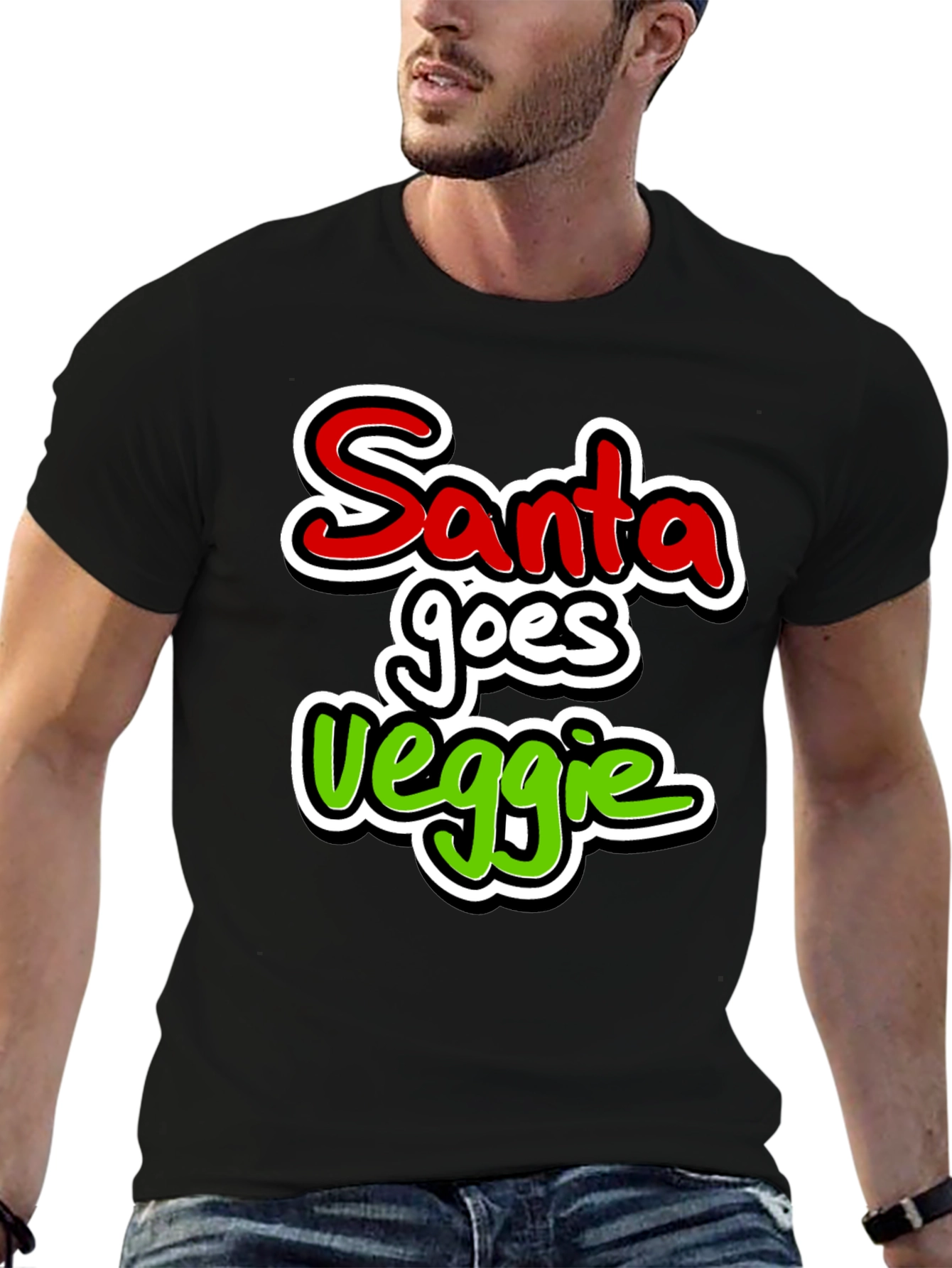 Santa Goes Veggie Graphic T-Shirt