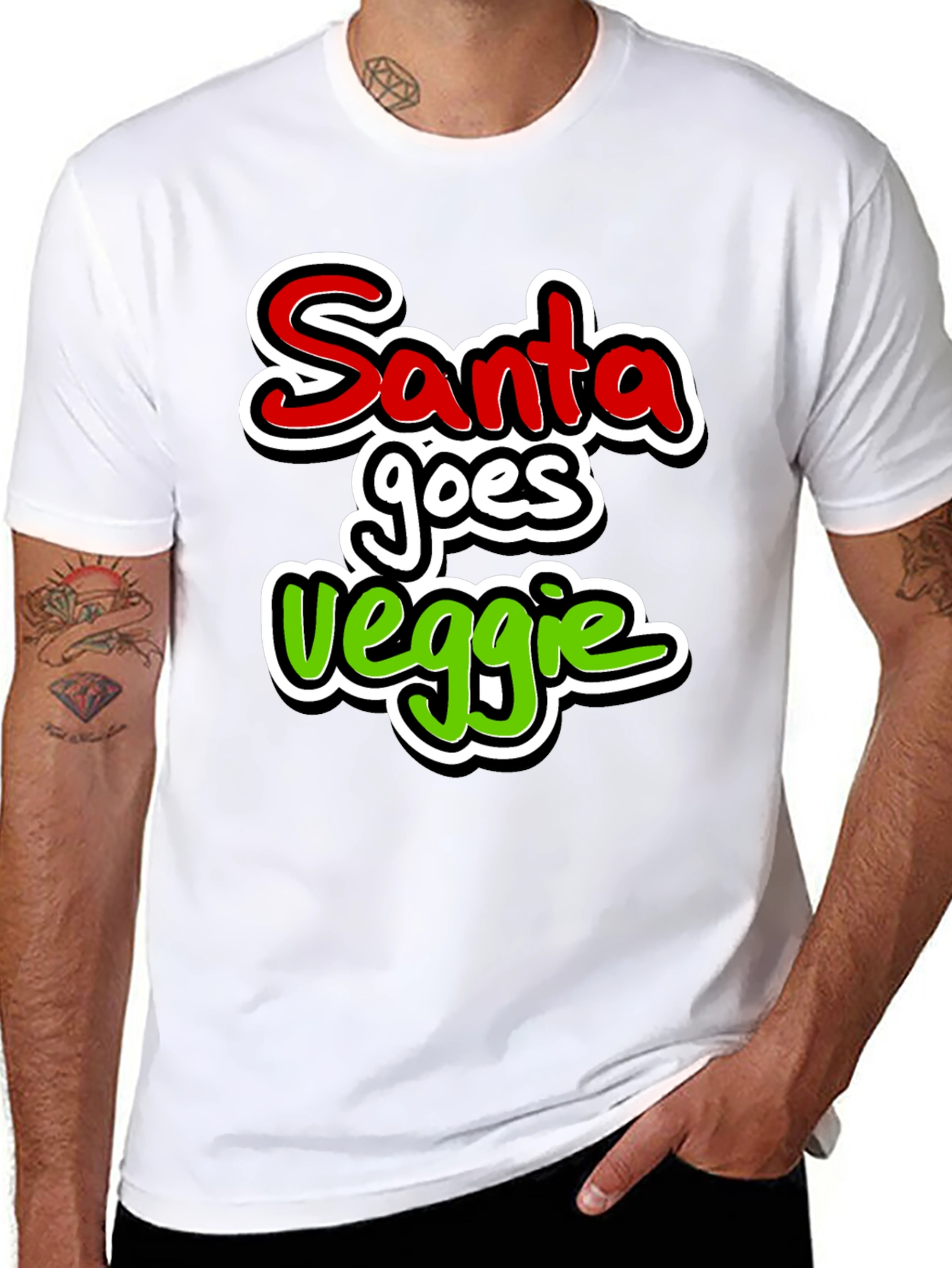 Santa Goes Veggie Graphic T-Shirt