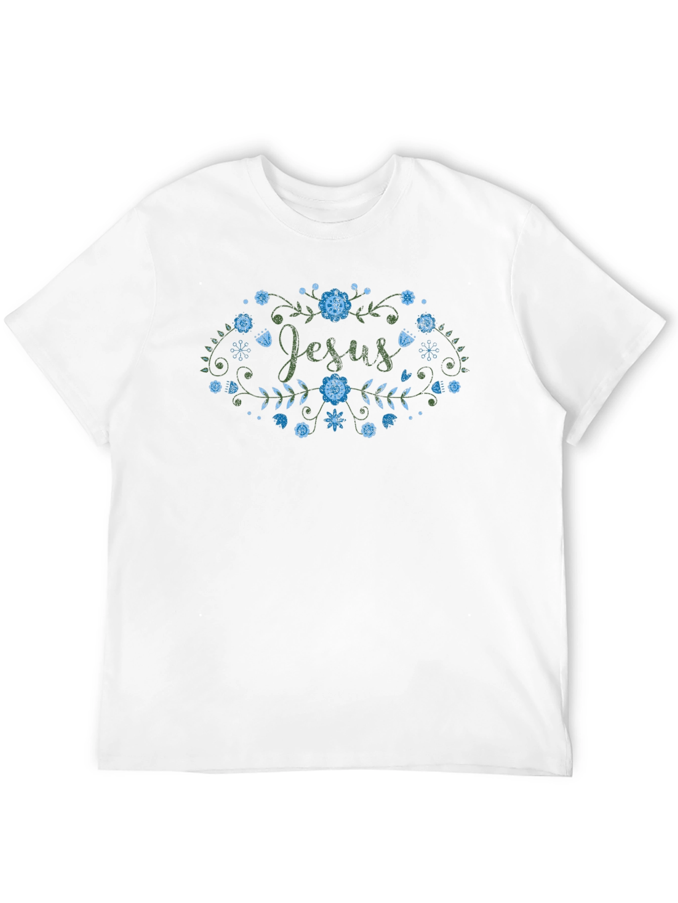 Floral Jesus Graphic Tee - Black