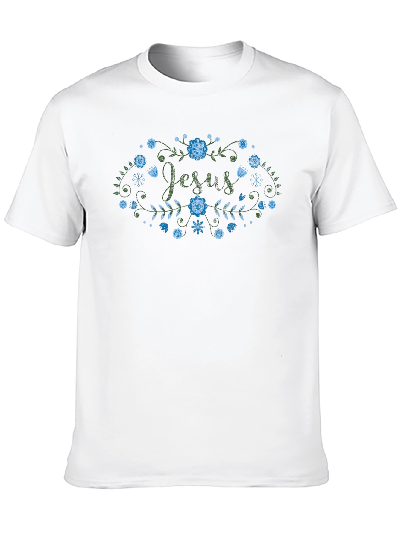 Floral Jesus Graphic Tee - Black