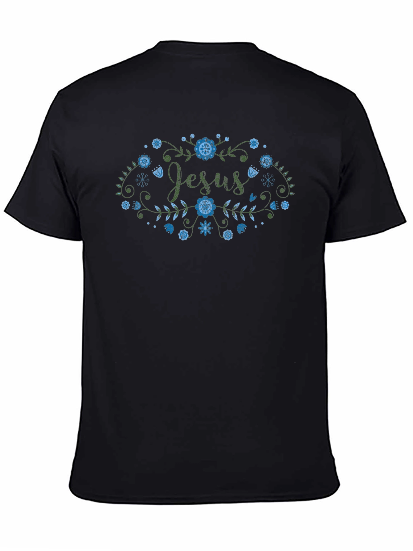 Floral Jesus Graphic Tee - Black