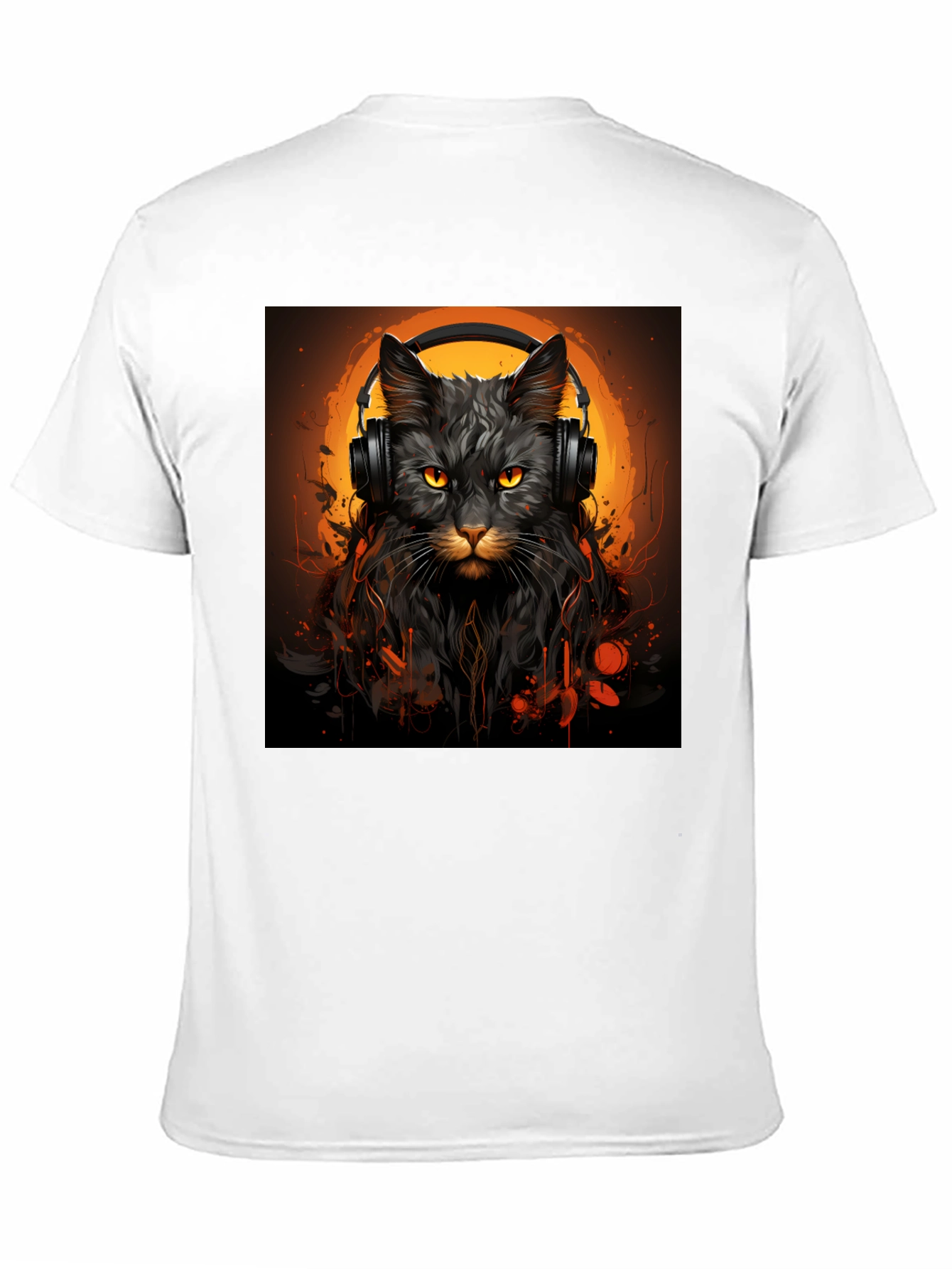 DJ Cat Graphic Tee - Stylish Unisex Black T-Shirt
