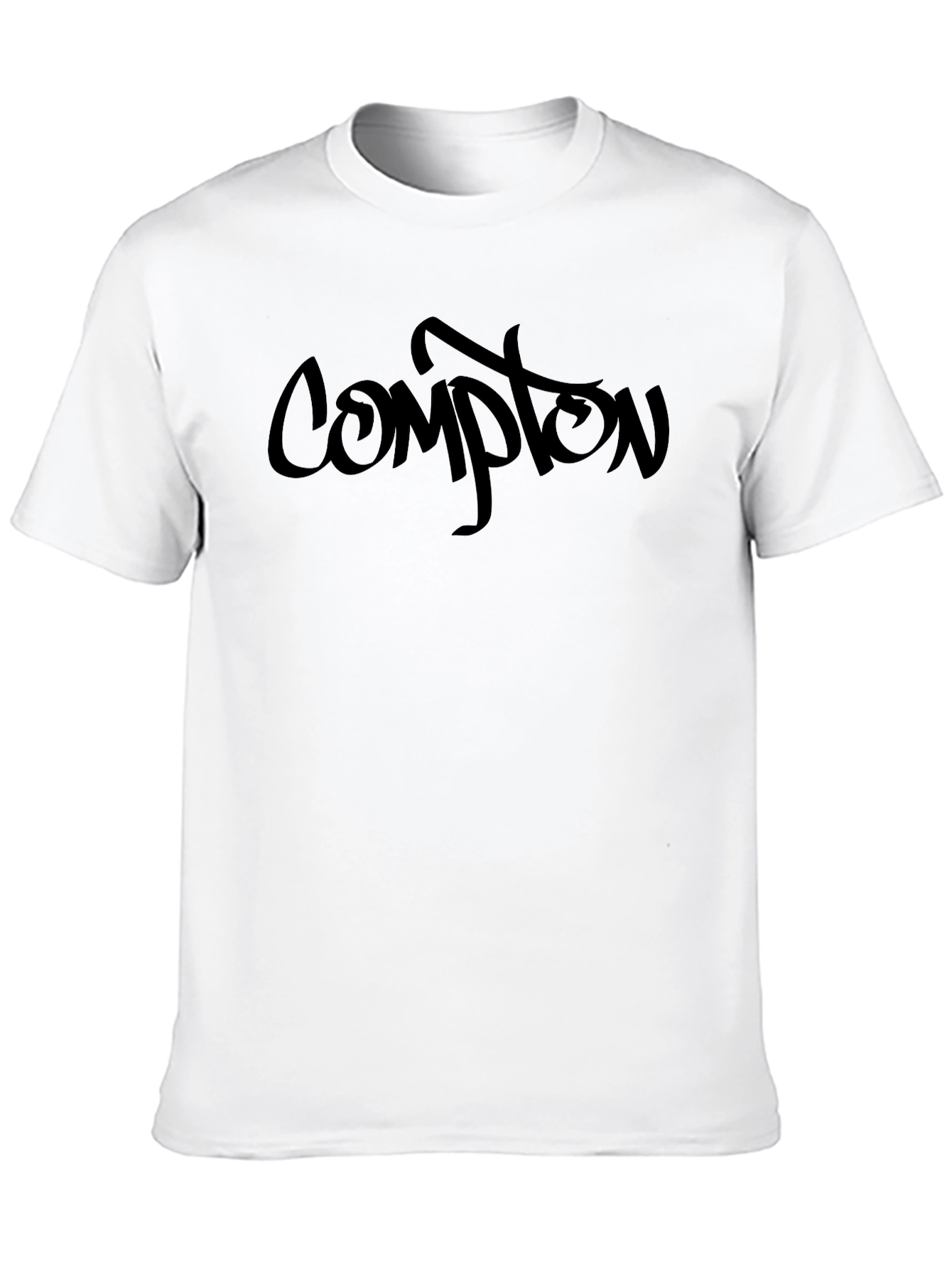 Compton Graphic Print T-Shirt - Casual Black Tee