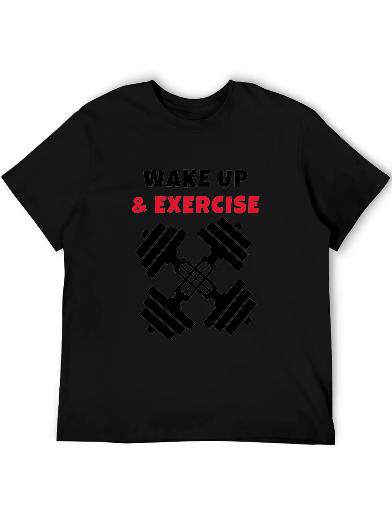 Wake Up & Exercise Black Graphic Tee