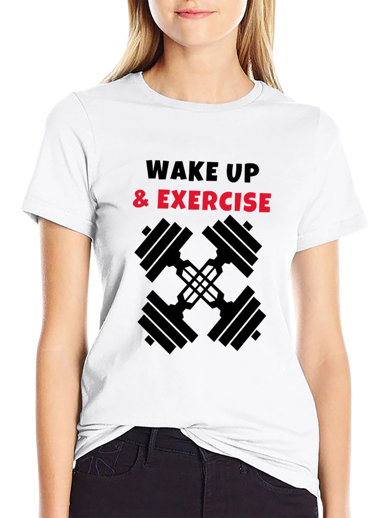 Wake Up & Exercise Black Graphic Tee