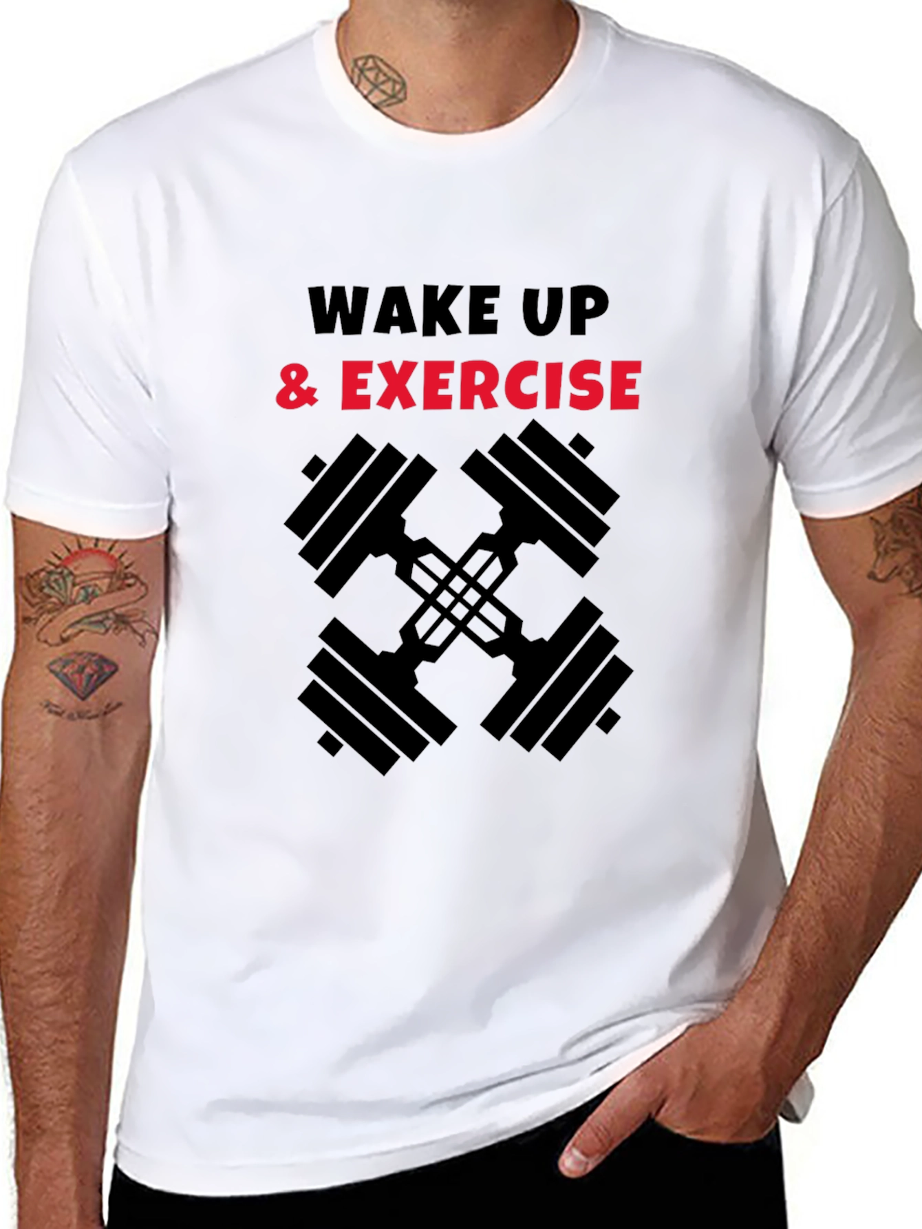 Wake Up & Exercise Black Graphic Tee