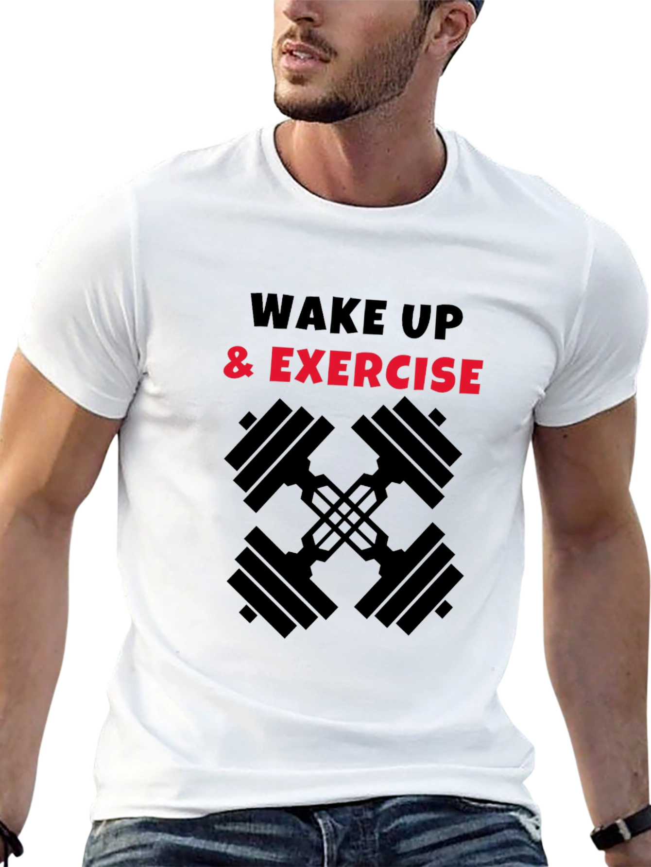 Wake Up & Exercise Black Graphic Tee