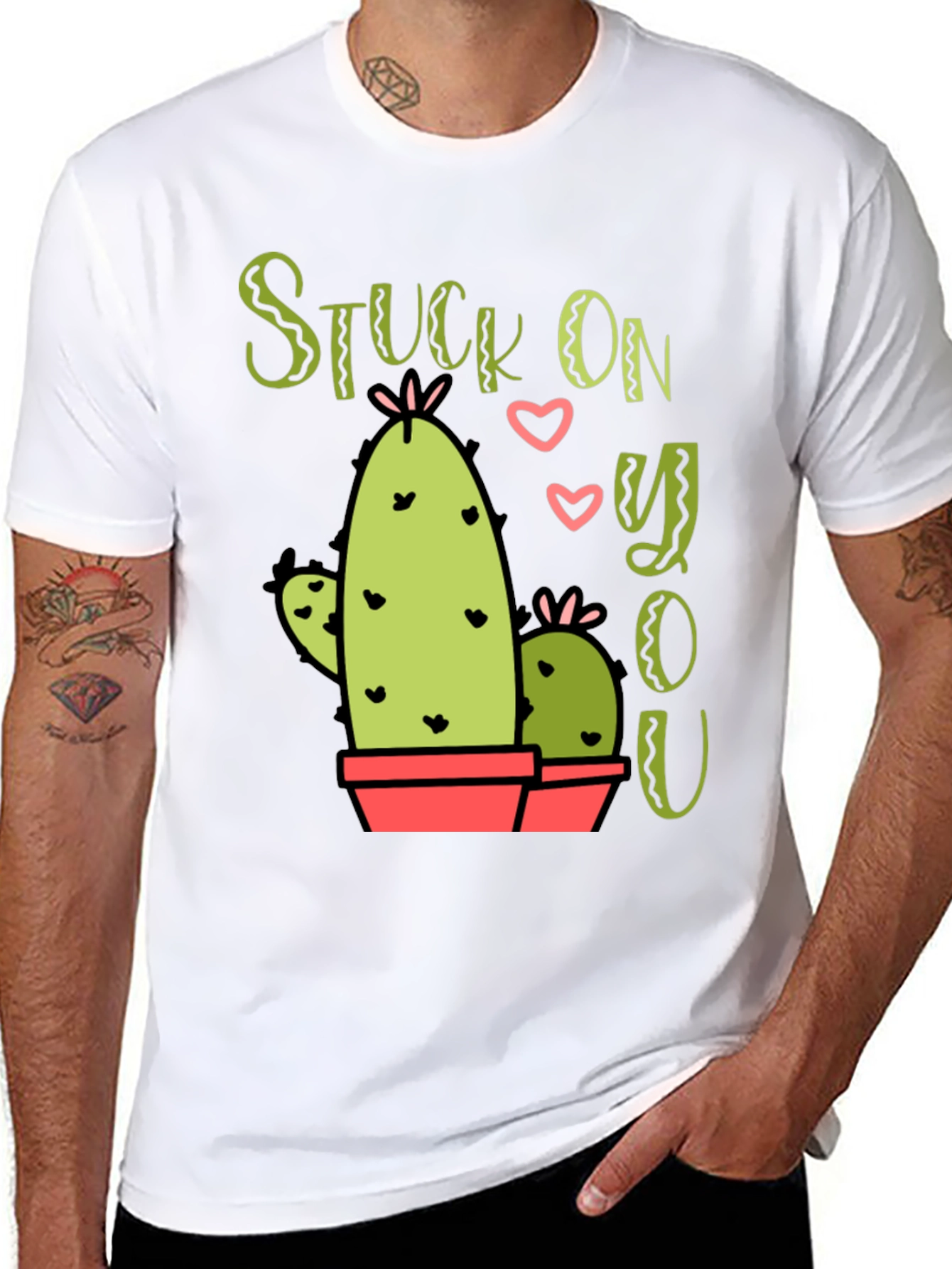 Stuck On You Cactus Graphic Black T-Shirt