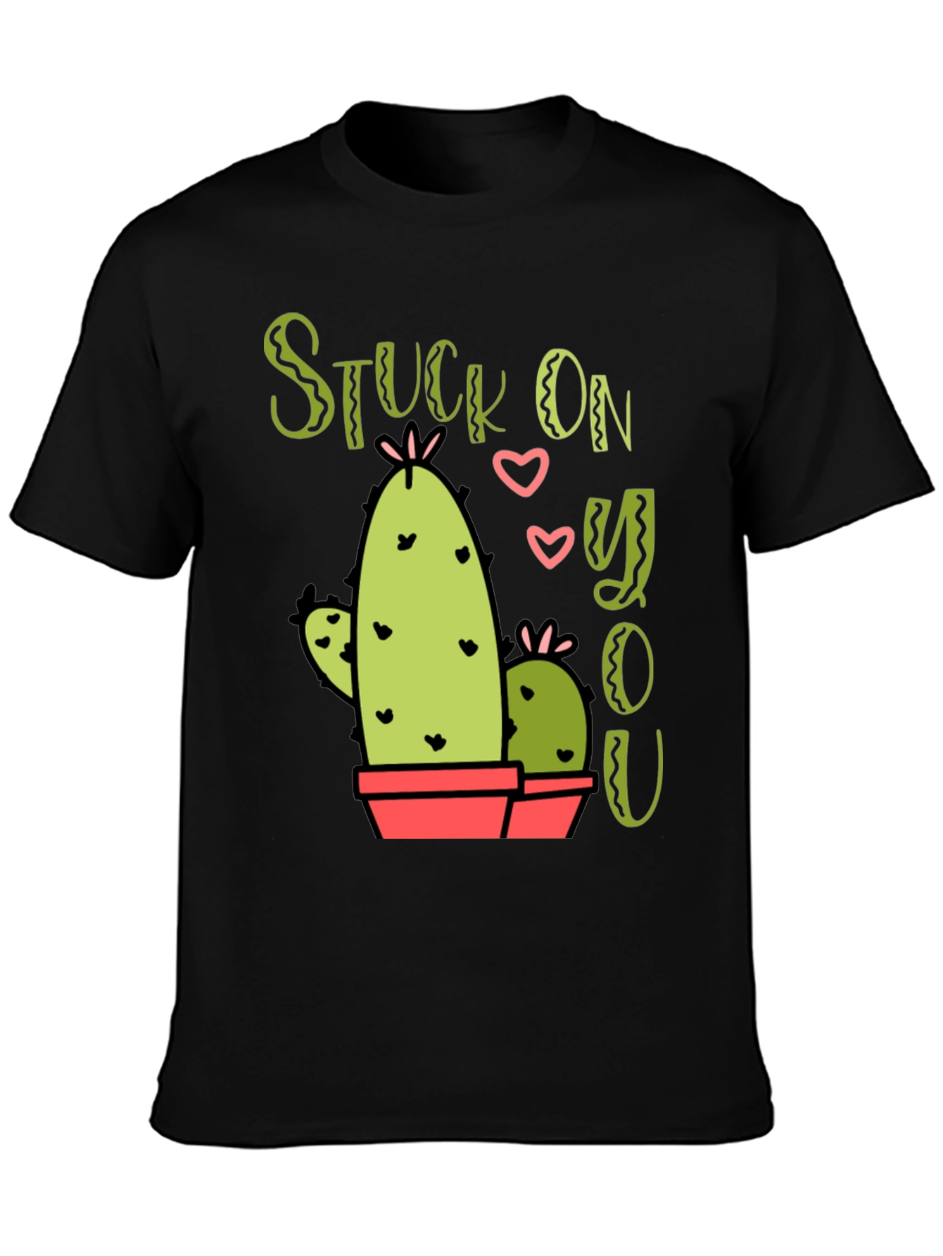 Stuck On You Cactus Graphic Black T-Shirt