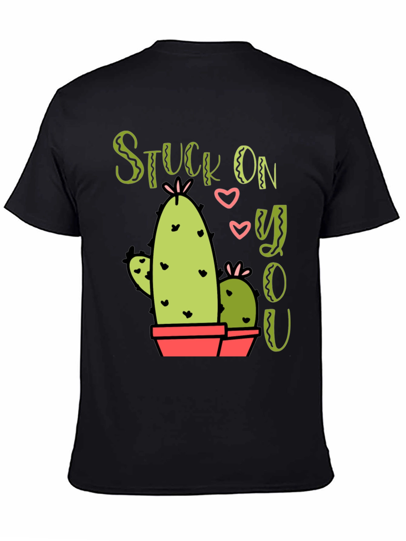 Stuck On You Cactus Graphic Black T-Shirt