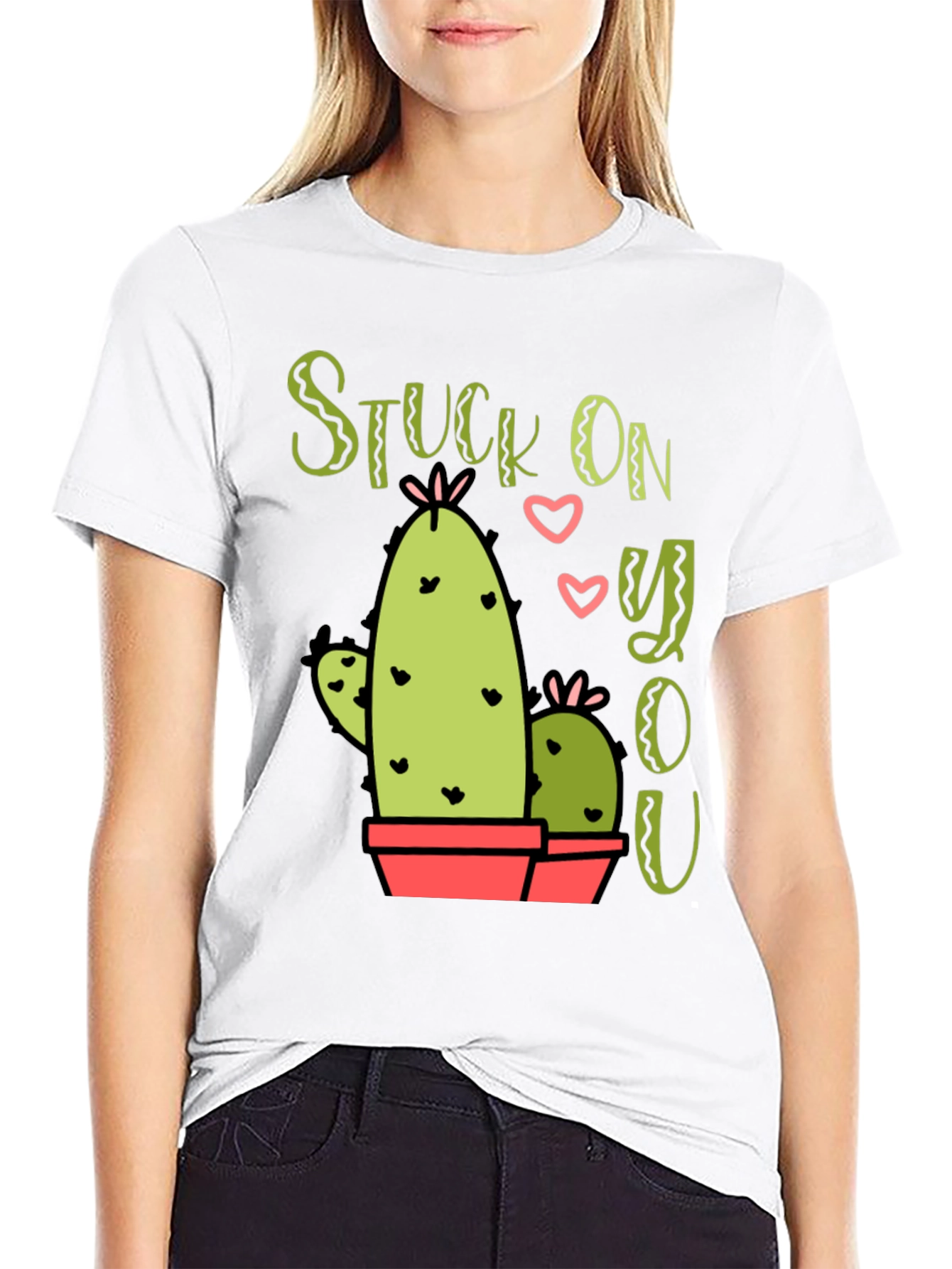 Stuck On You Cactus Graphic Black T-Shirt