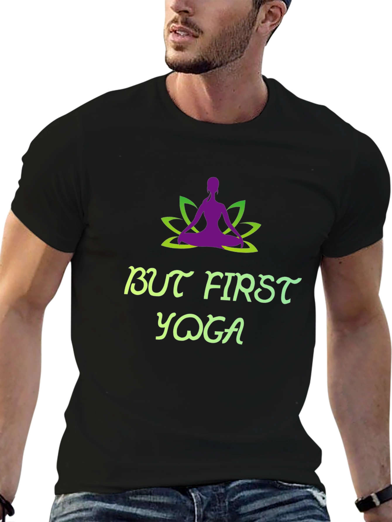But First Yoga T-Shirt - Mens Black Graphic Tee